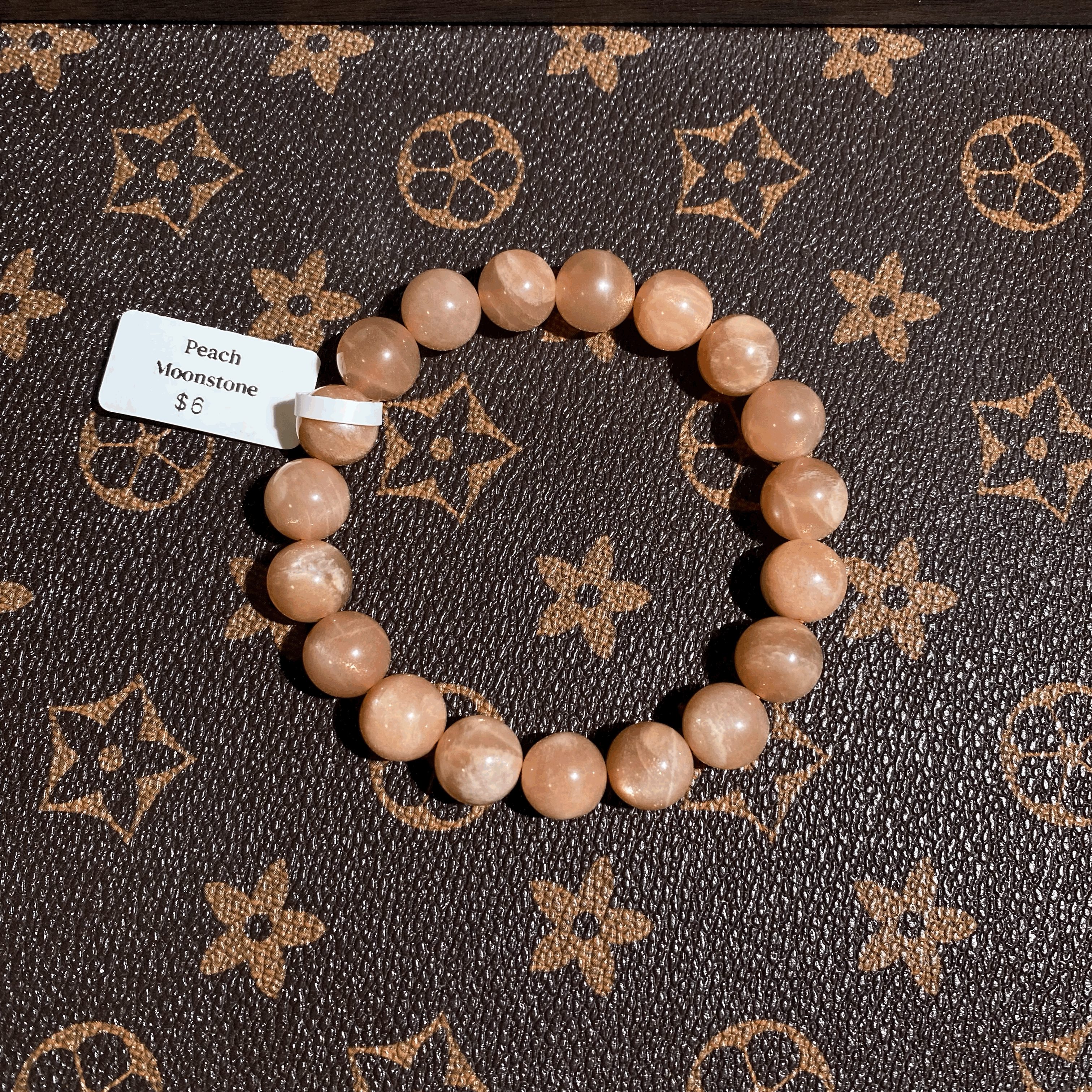 Peach moonstone bracelet 11mm $6