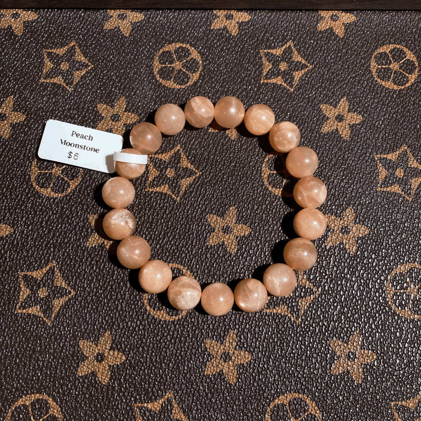 Peach moonstone bracelet 11mm $6