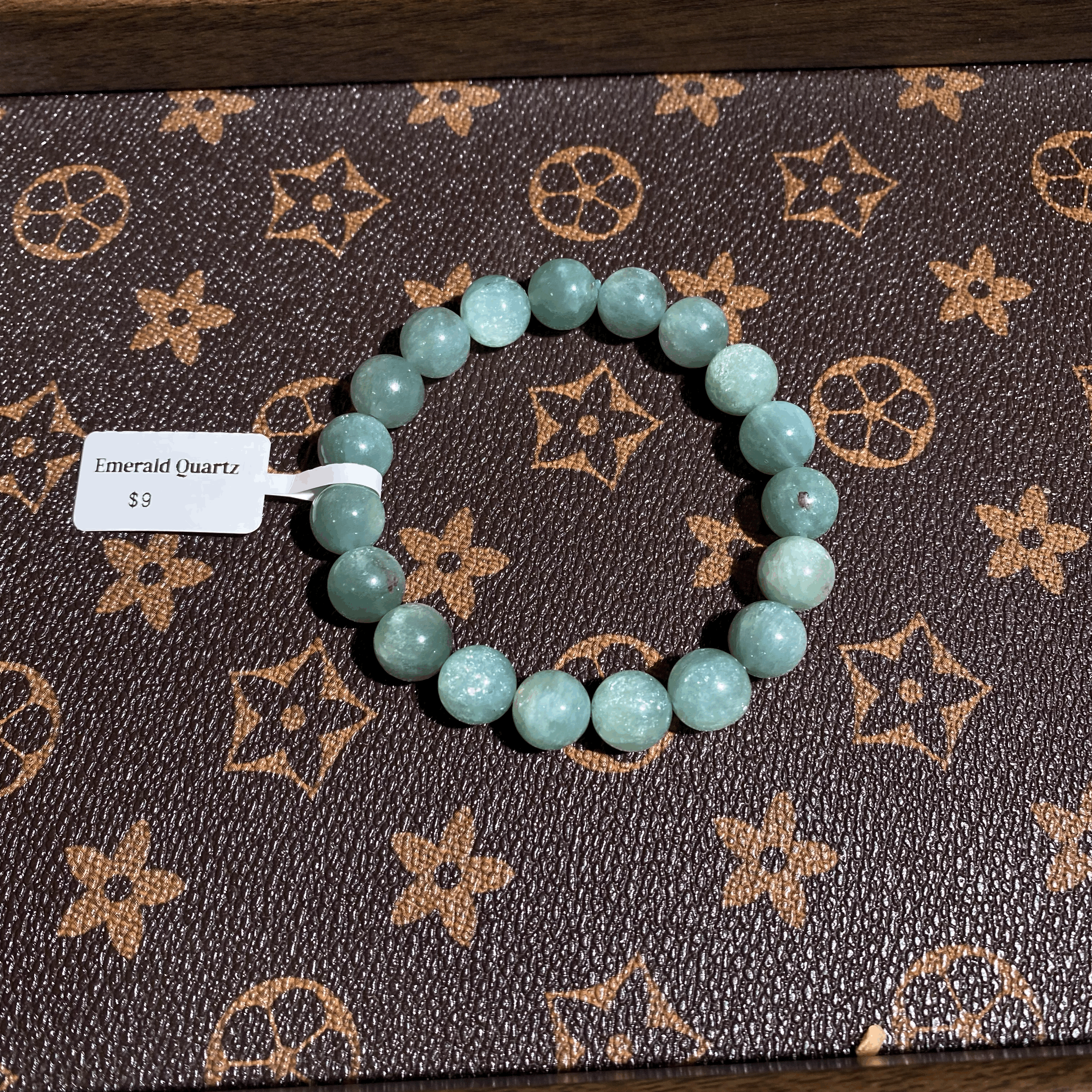 Emerald quartz bracelet 10mm+ $9
