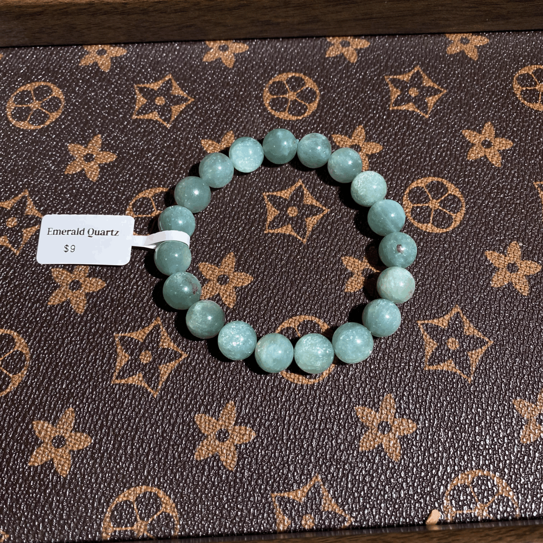 Emerald quartz bracelet 10mm+ $9