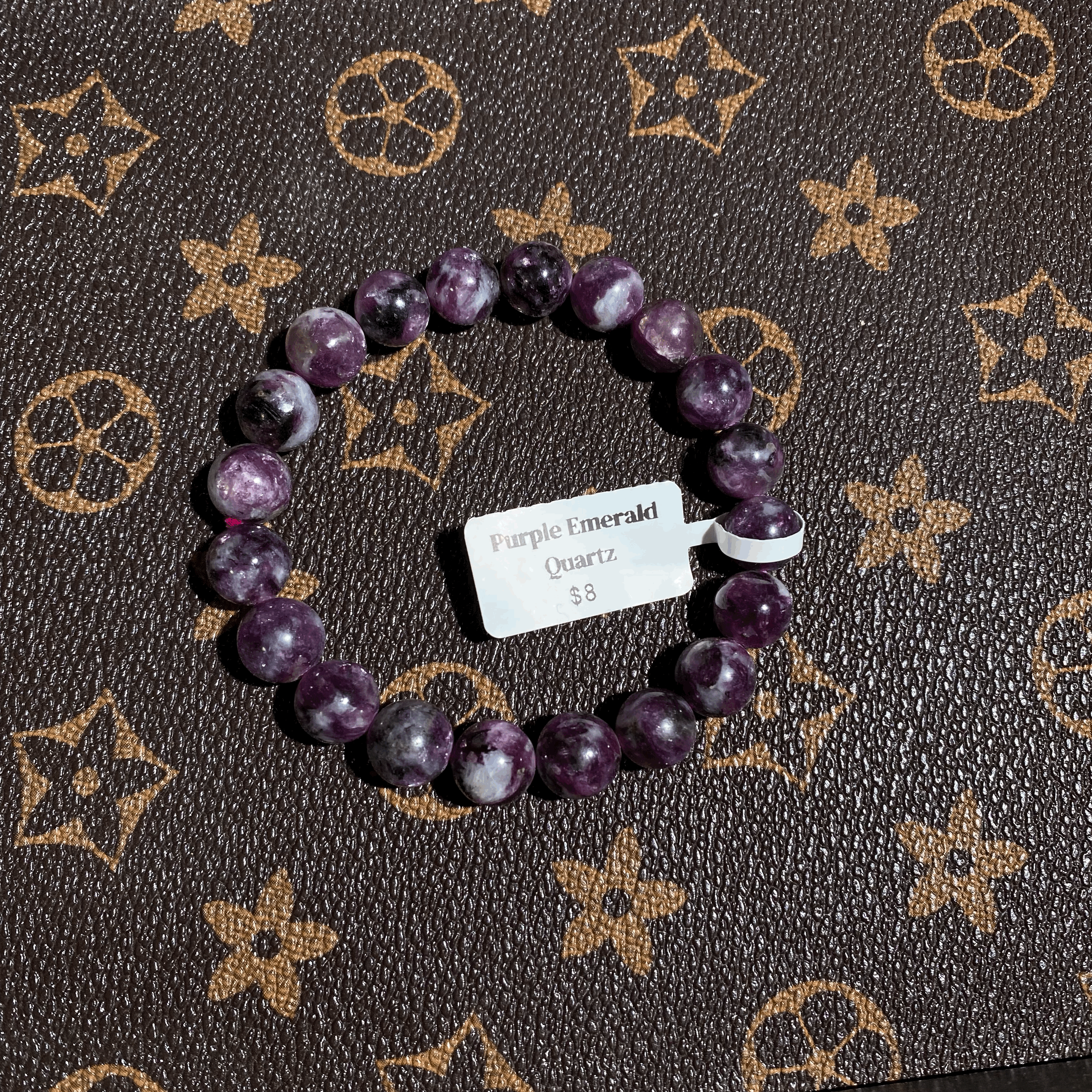 Purple emerald quartz bracelet 10mm $8