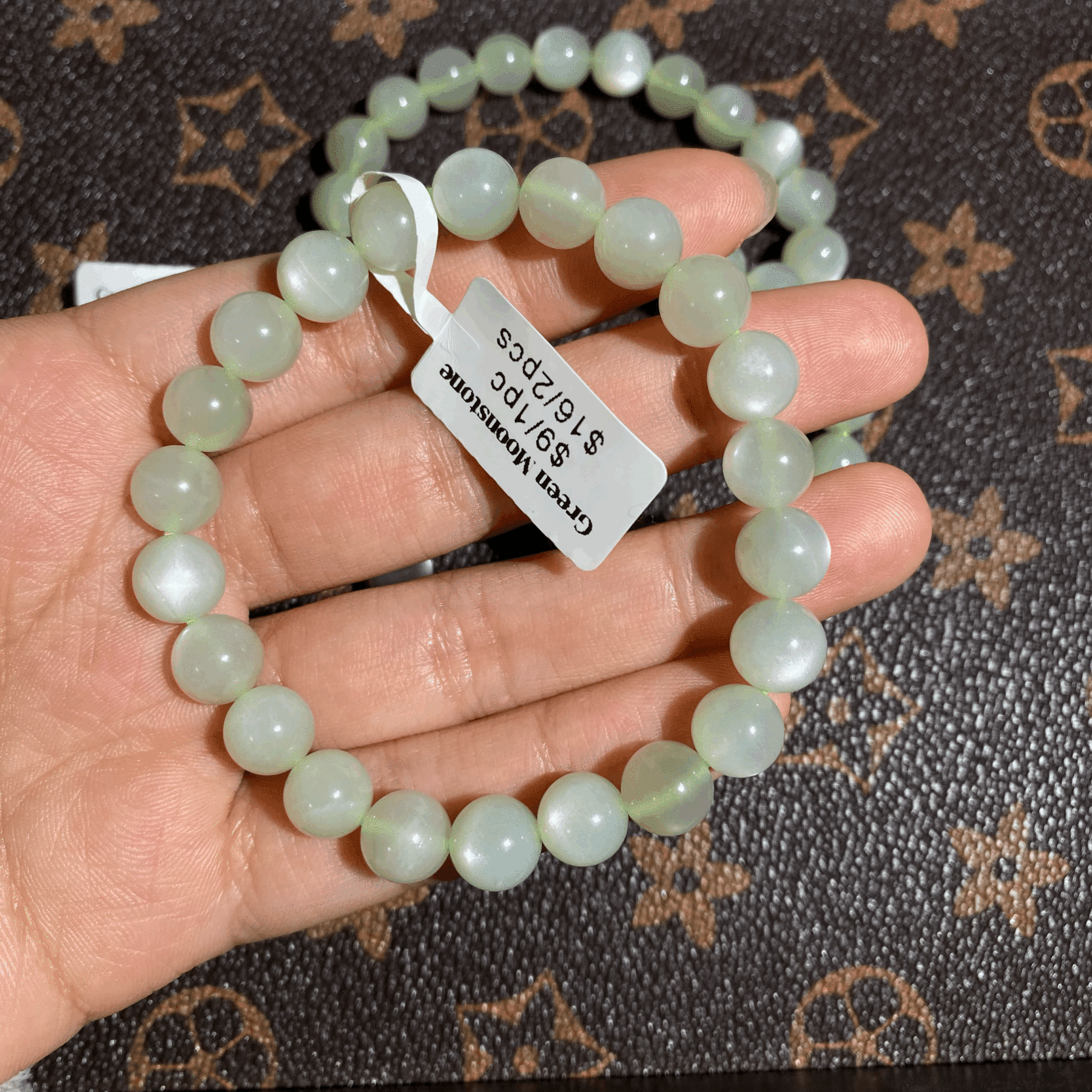 Good quality green moonstone bracelet 8.5mm $9