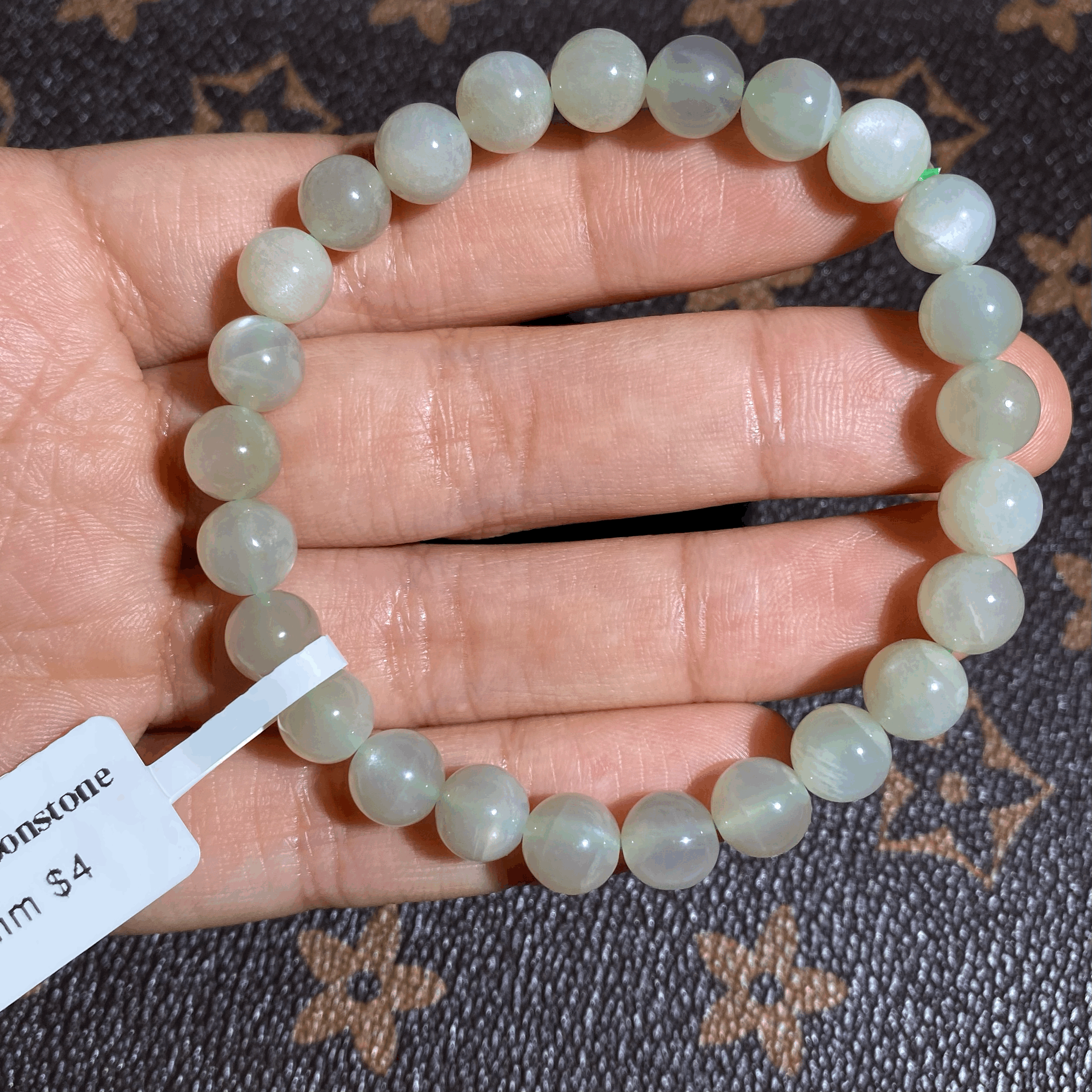 Green moonstone 7.5mm $4