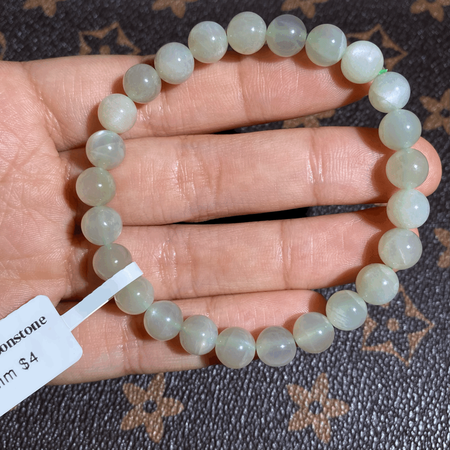 Green moonstone 7.5mm $4