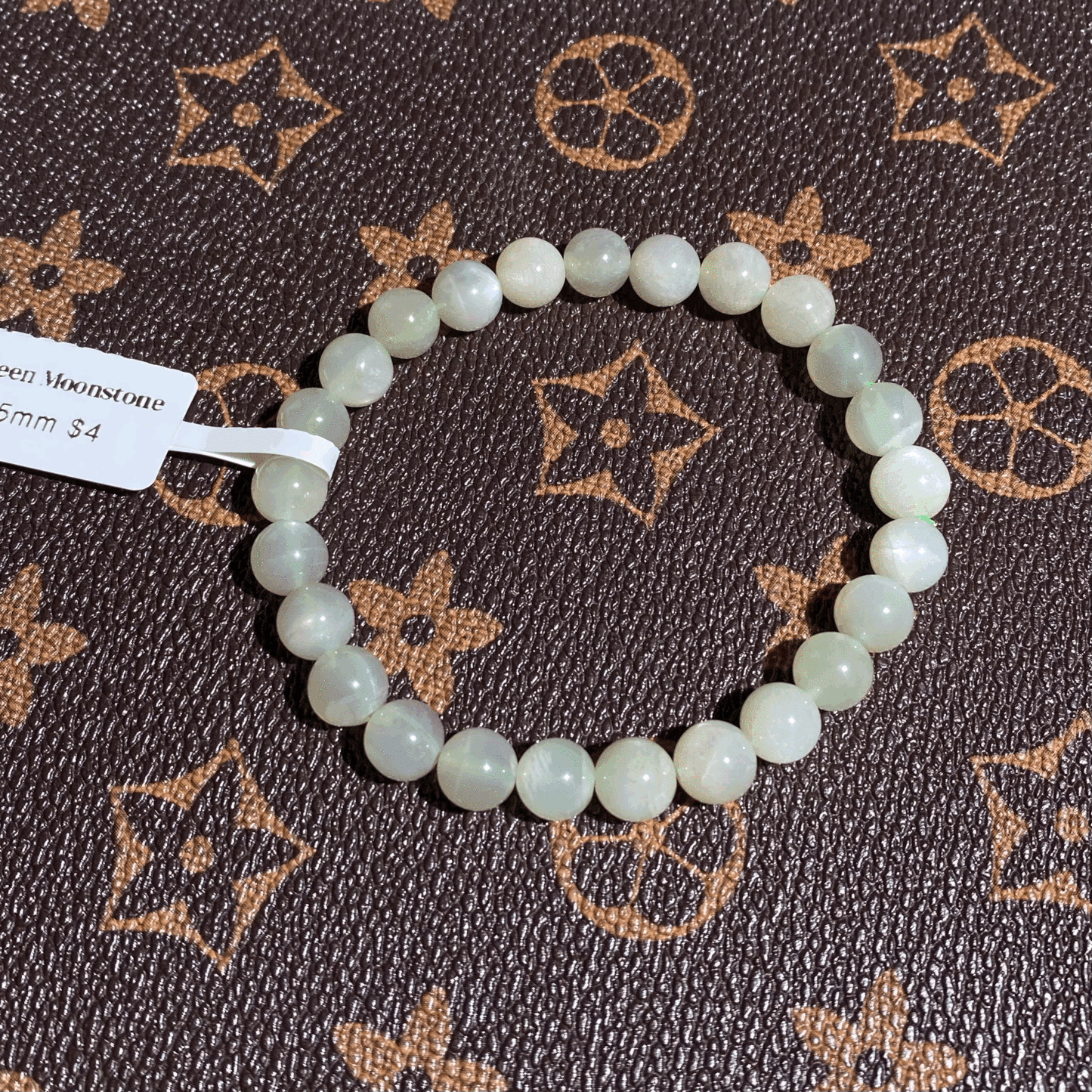Green moonstone 7.5mm $4