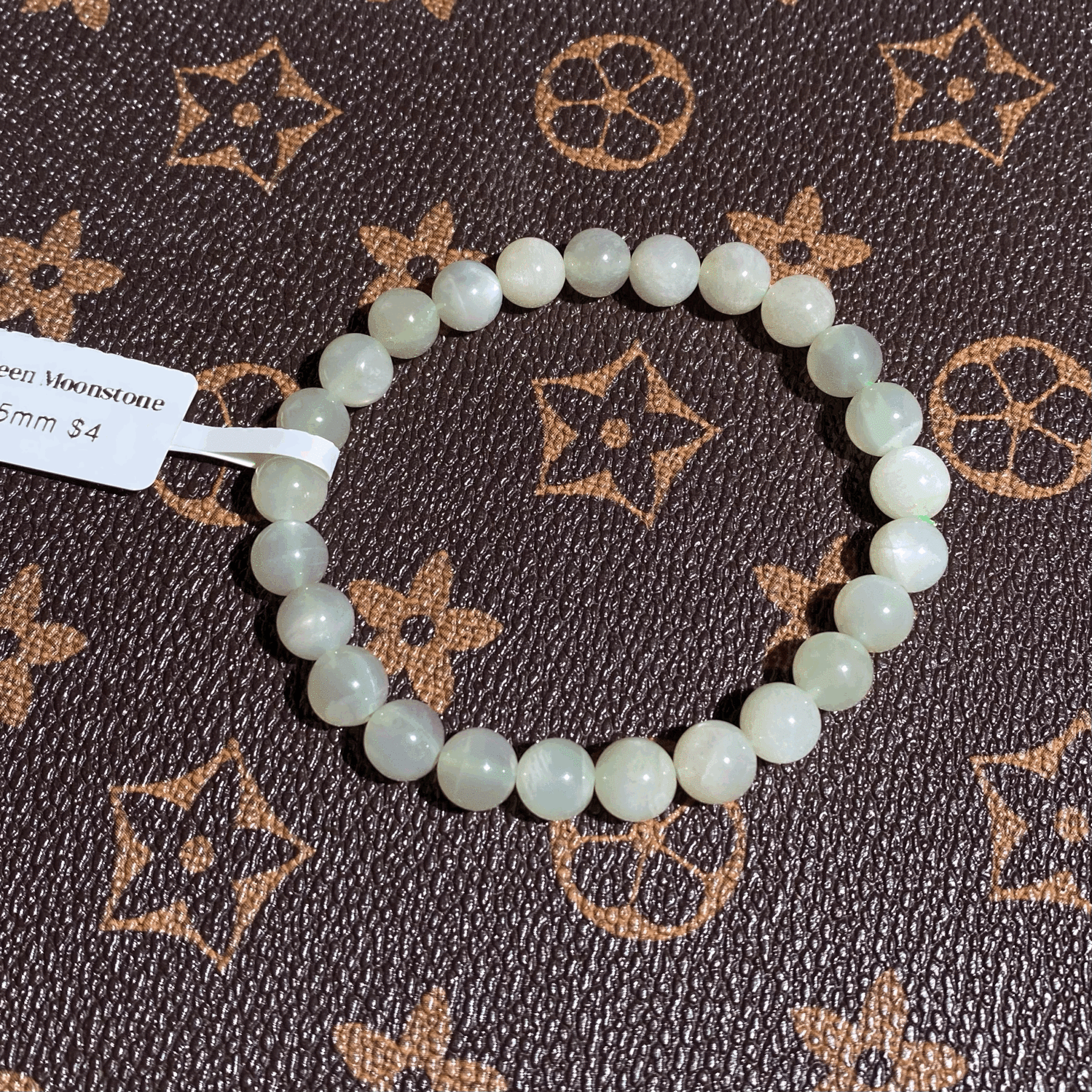 Green moonstone 7.5mm $4
