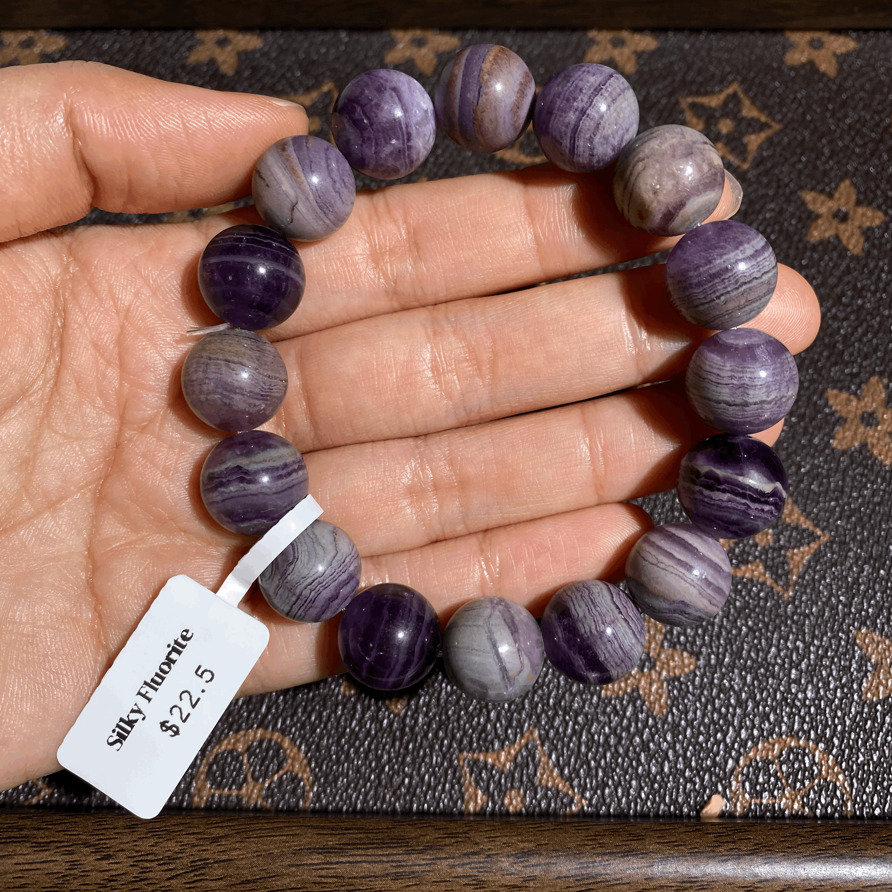 Silky fluorite bracelet 13mm+ $22.5