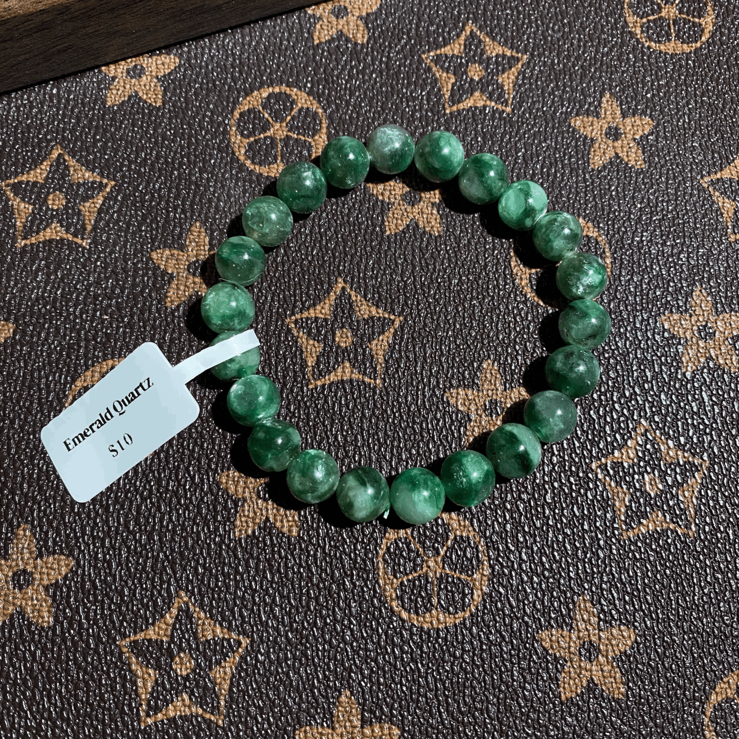 Green emerald quartz bracelet 9mm $10