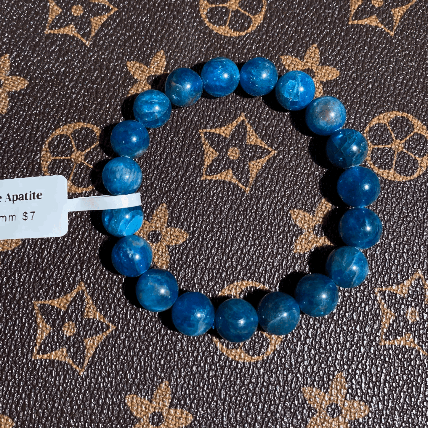Blue apatite bracelet 10mm $7