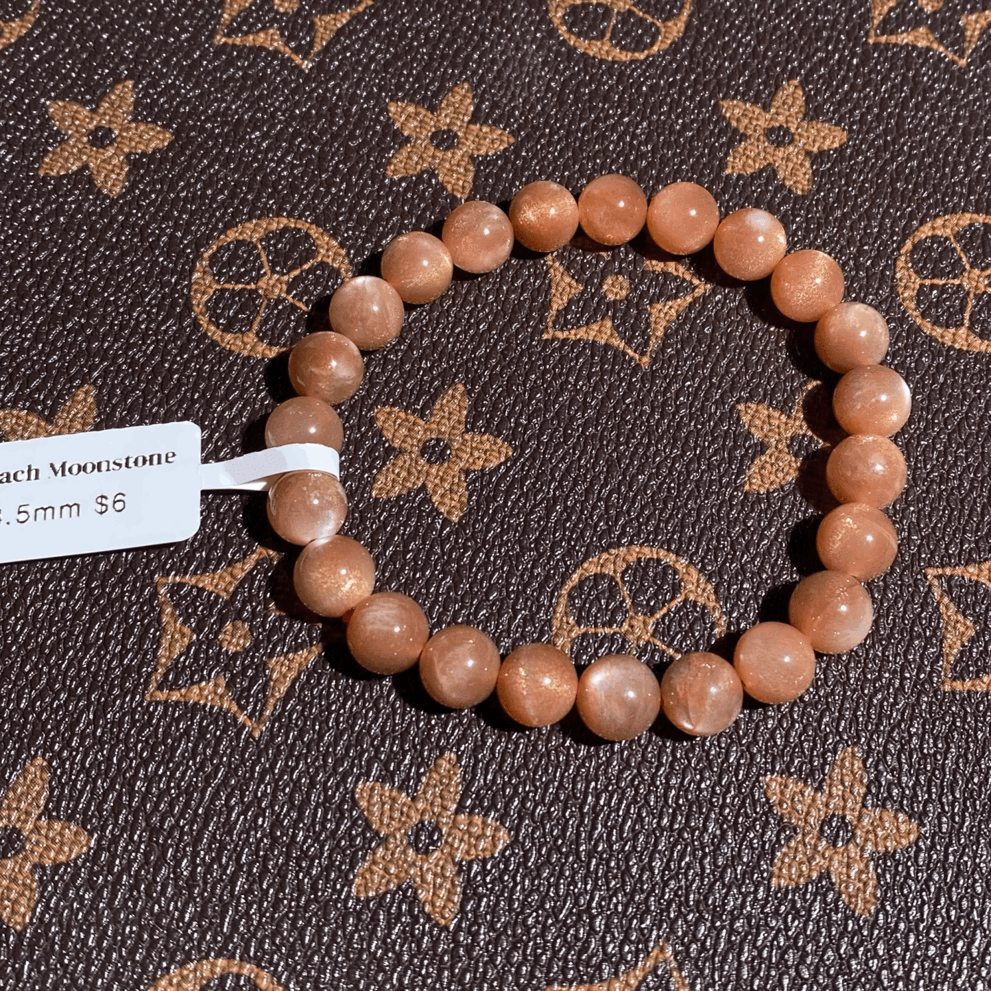 Peach moonstone bracelet 8.5mm $6