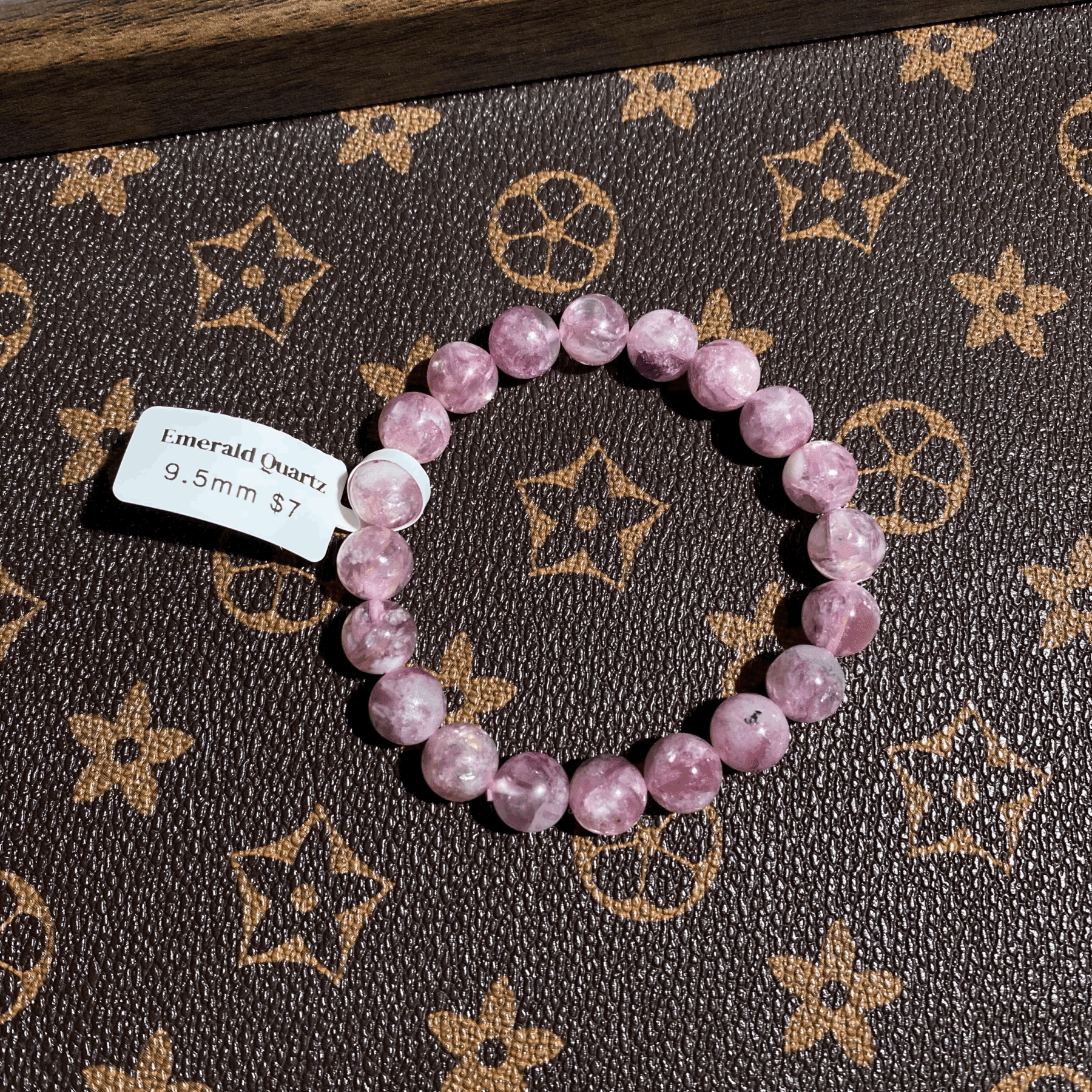 Purple emerald quartz bracelet 9.5mm $7