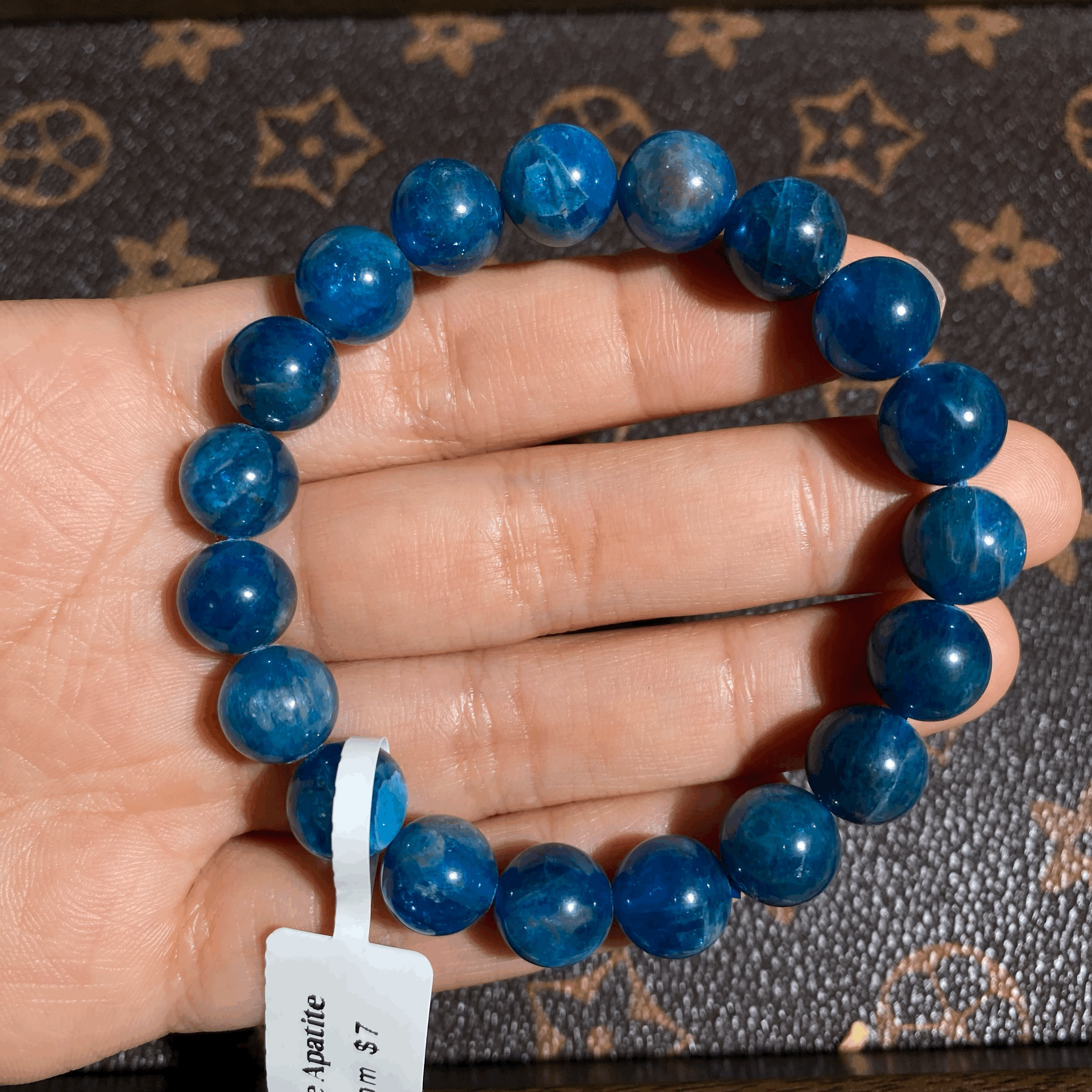 Blue apatite bracelet 10mm $7