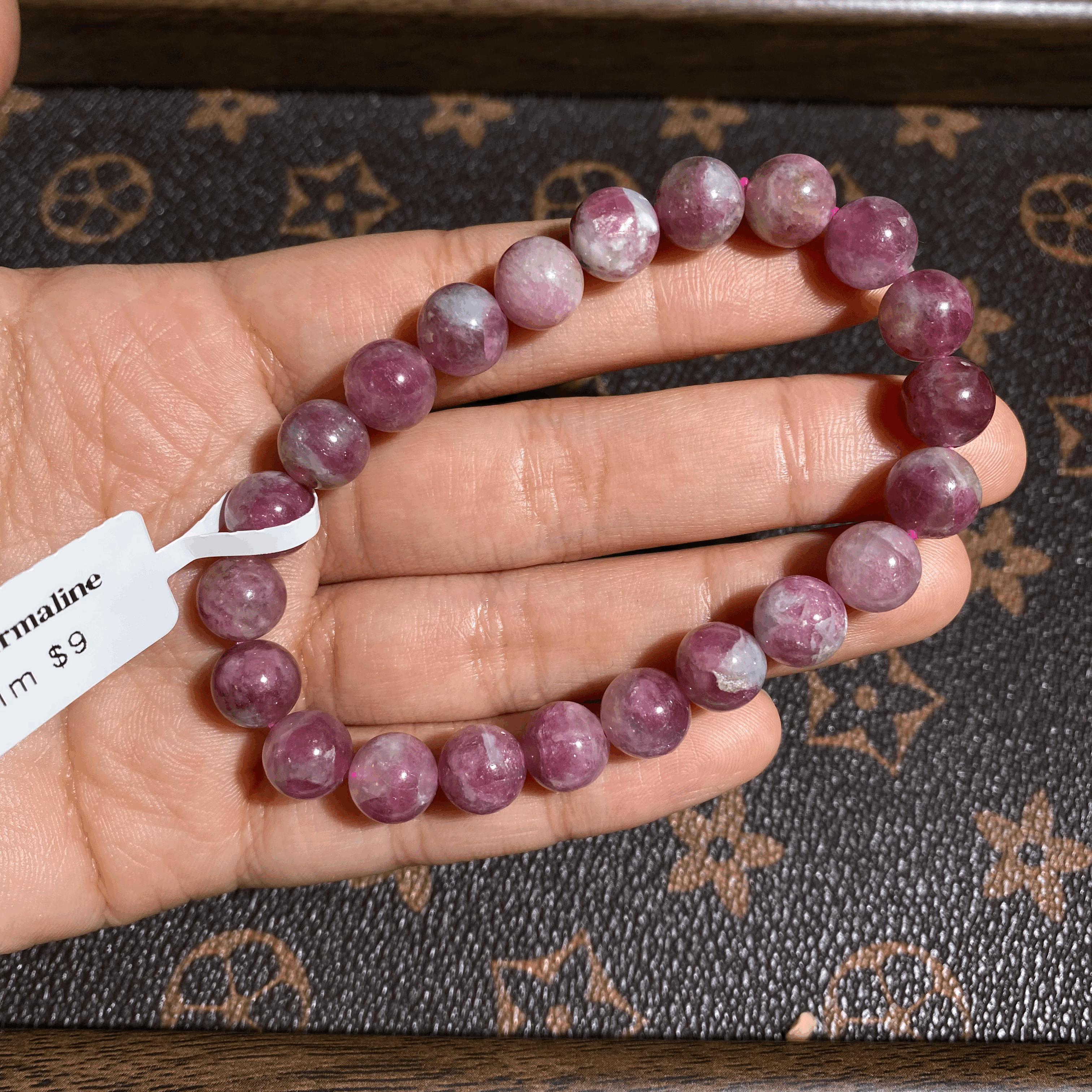 Pink tourmaline bracelet 9mm $9