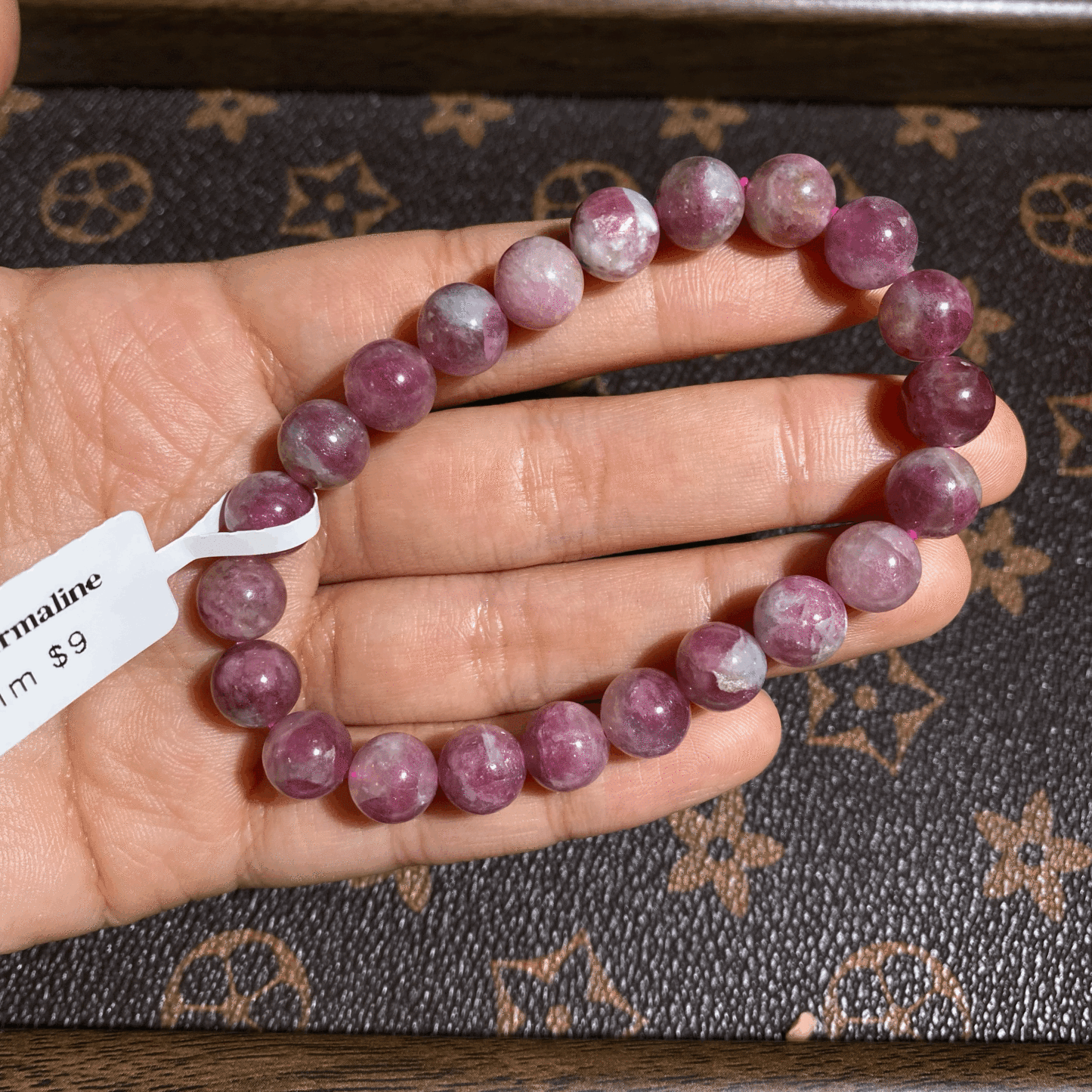 Pink tourmaline bracelet 9mm $9