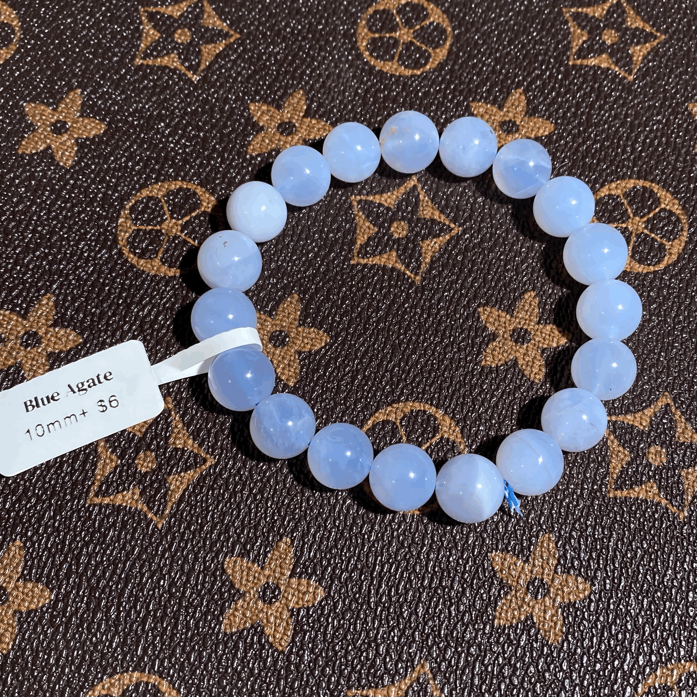 Blue agate bracelet 10mm+ $6