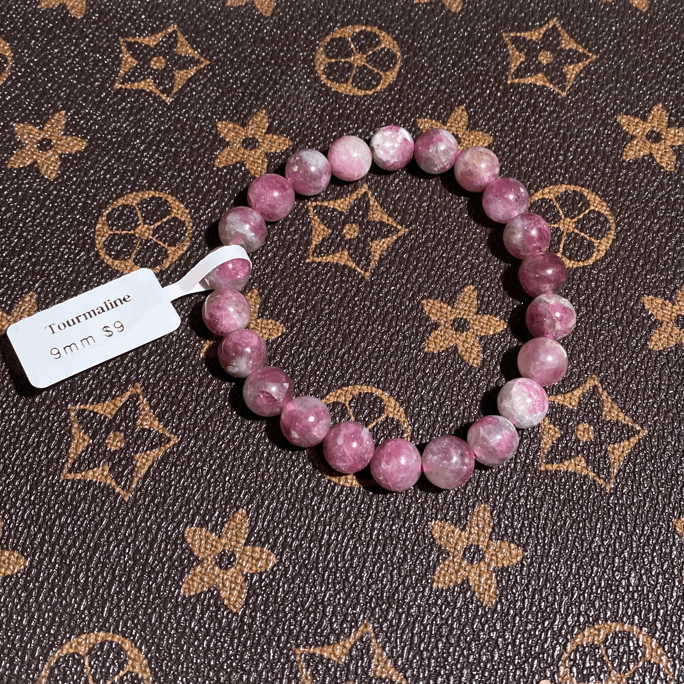 Pink tourmaline bracelet 9mm $9