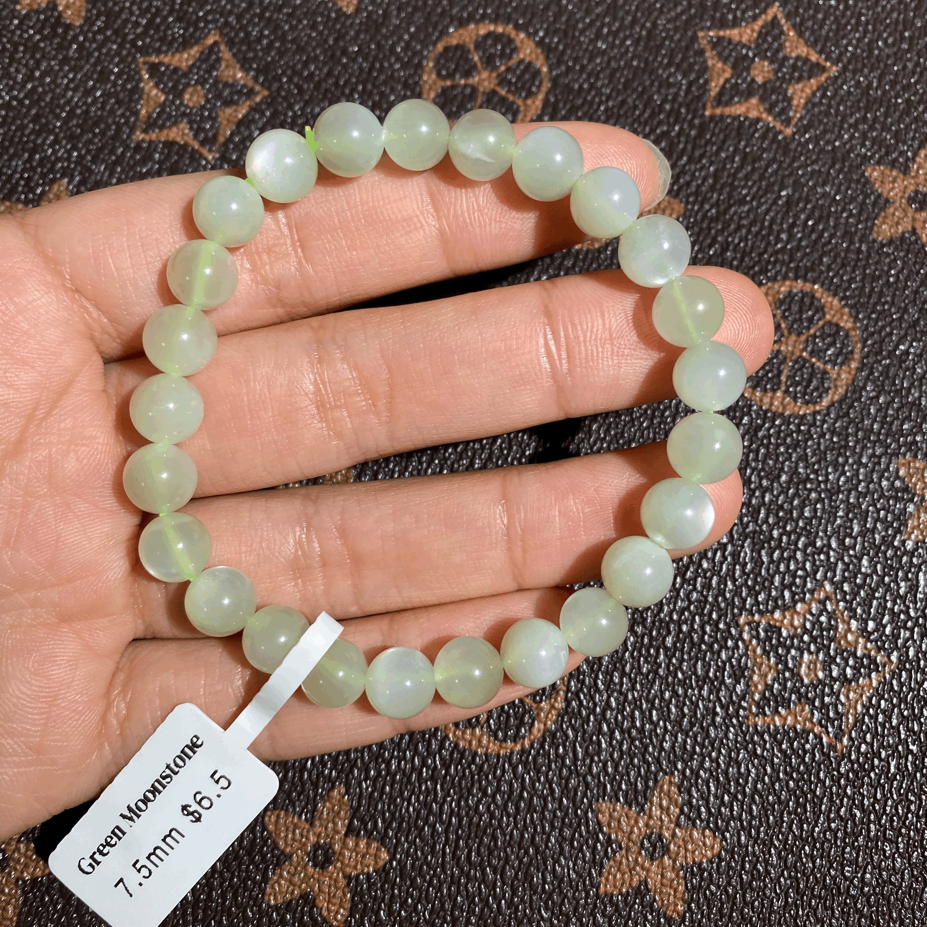 Good quality green moonstone bracelet 7.5mm $6.5