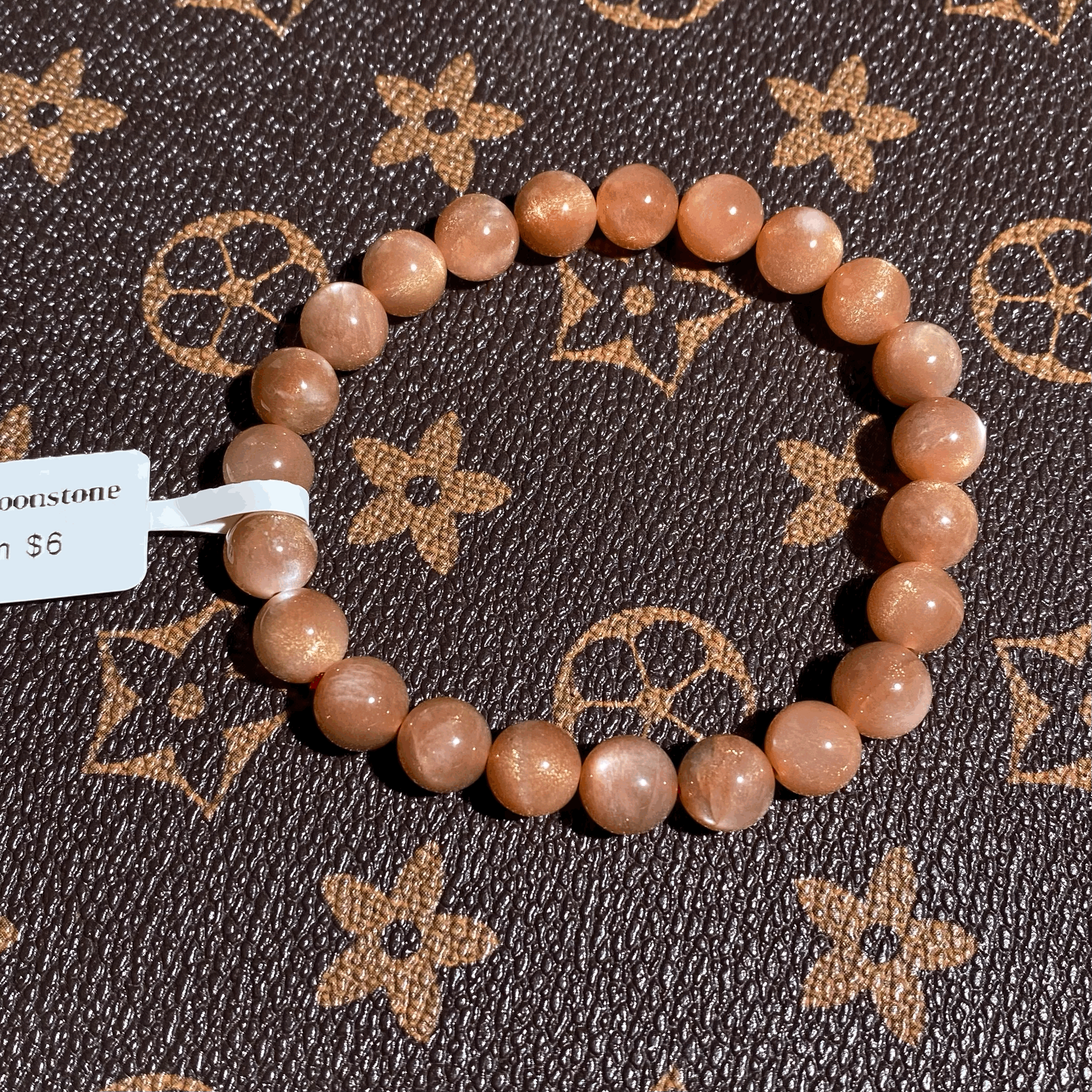 Peach moonstone bracelet 8.5mm $6