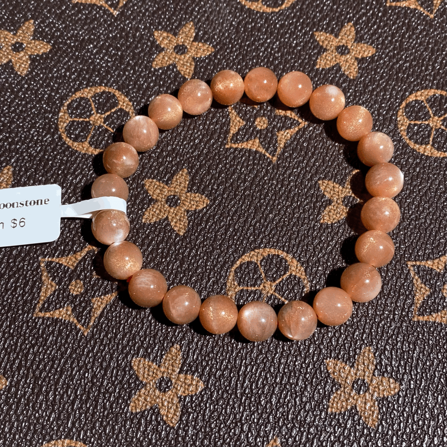Peach moonstone bracelet 8.5mm $6