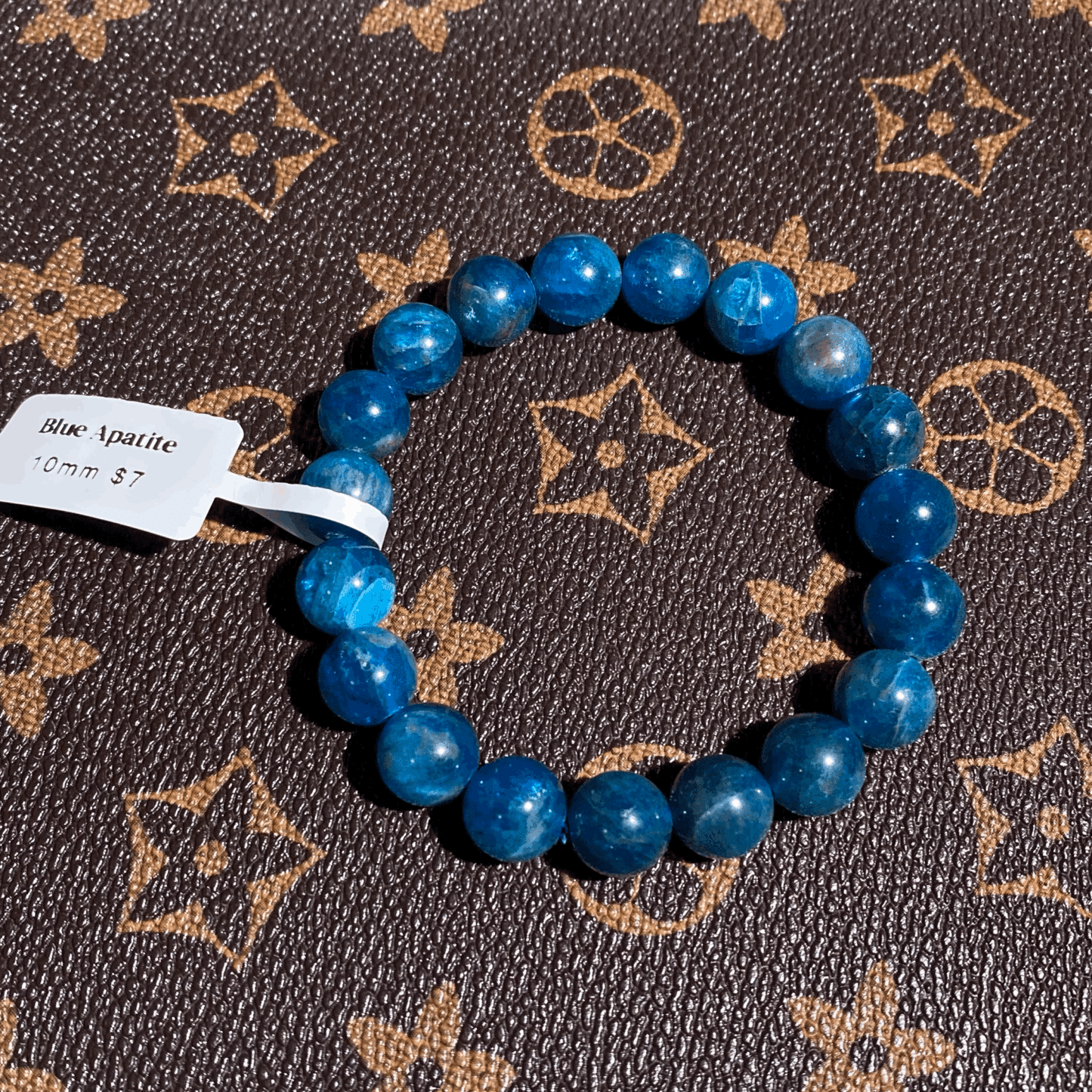 Blue apatite bracelet 10mm $7