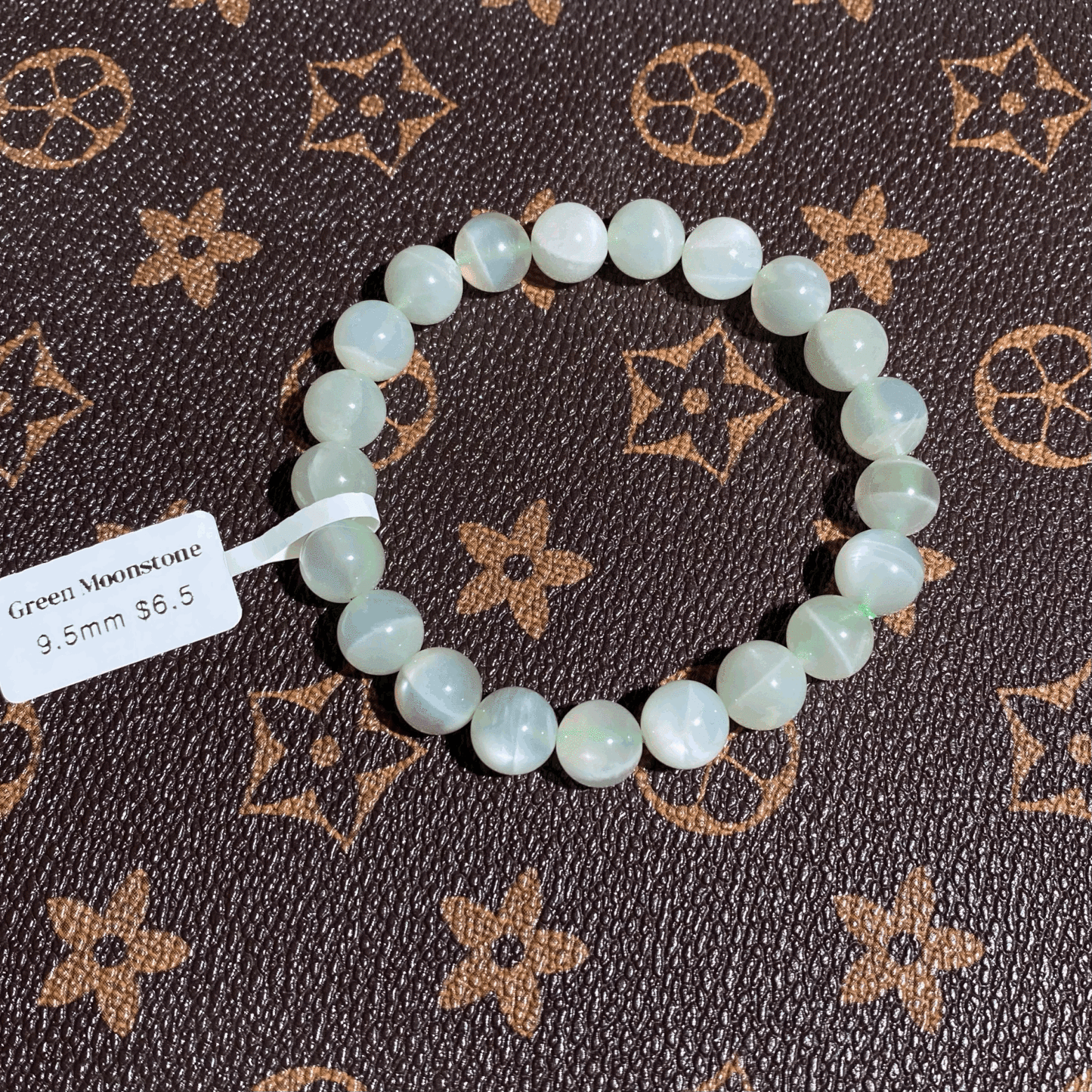 Green moonstone bracelet 9.5mm $6.5