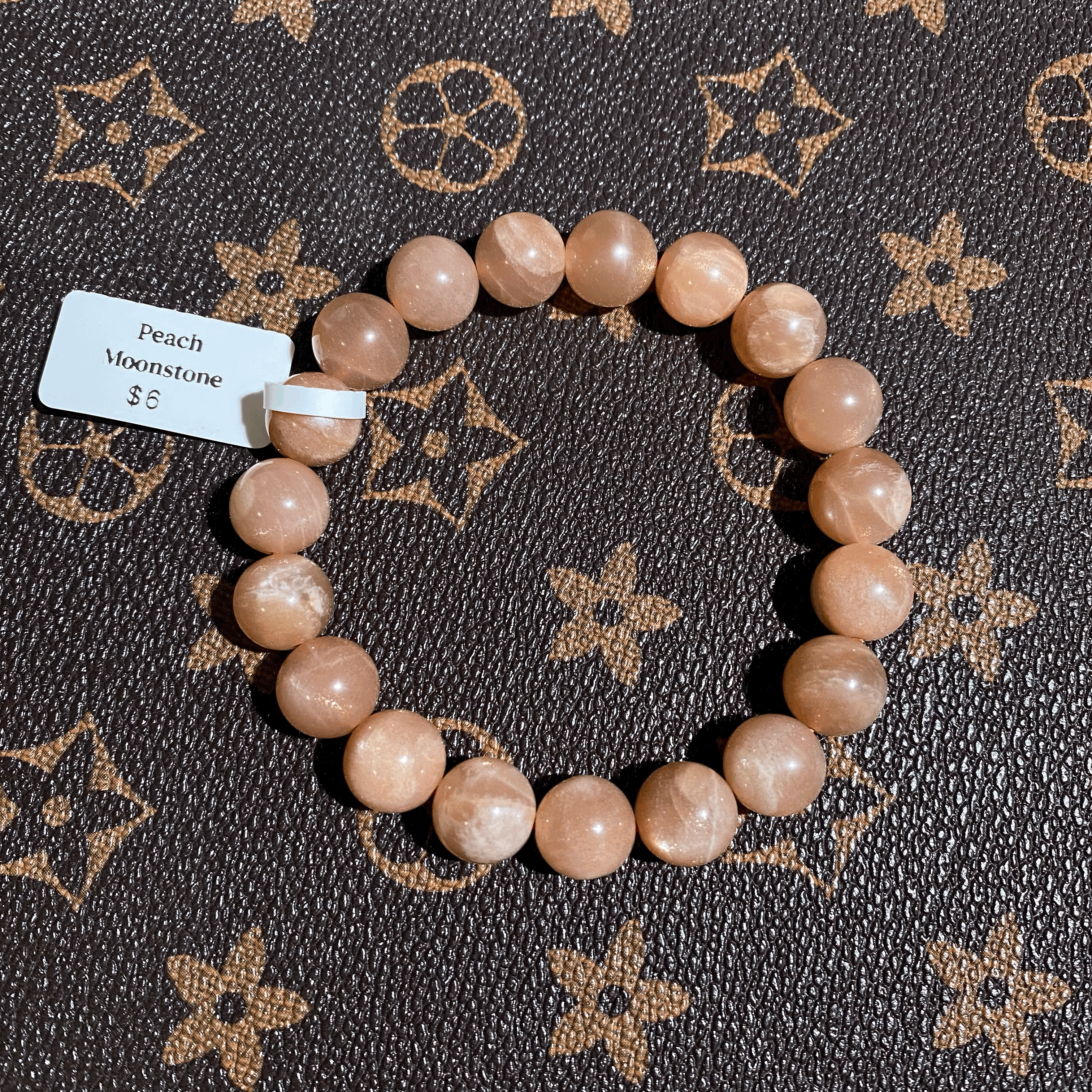Peach moonstone bracelet 11mm $6