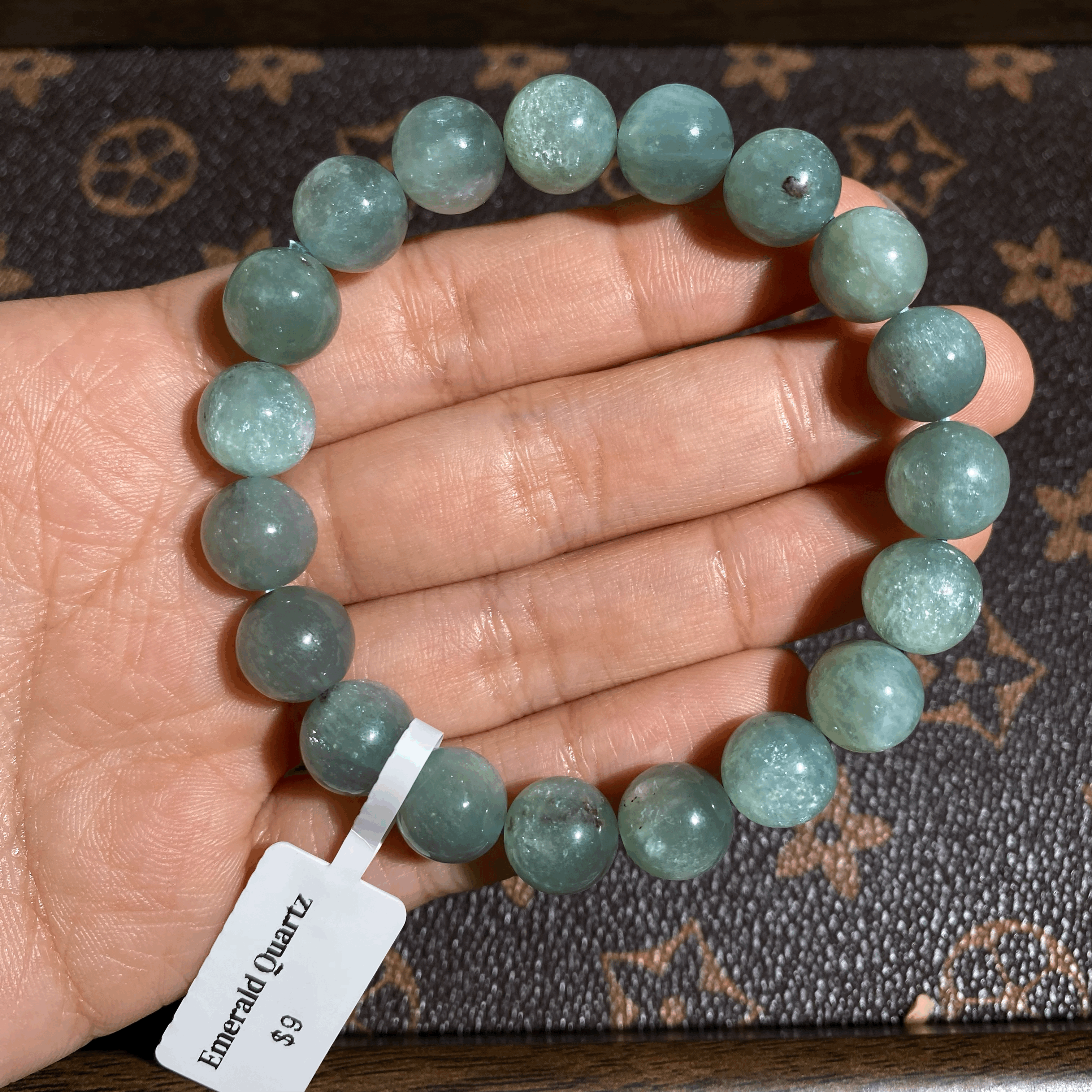 Emerald quartz bracelet 10mm+ $9