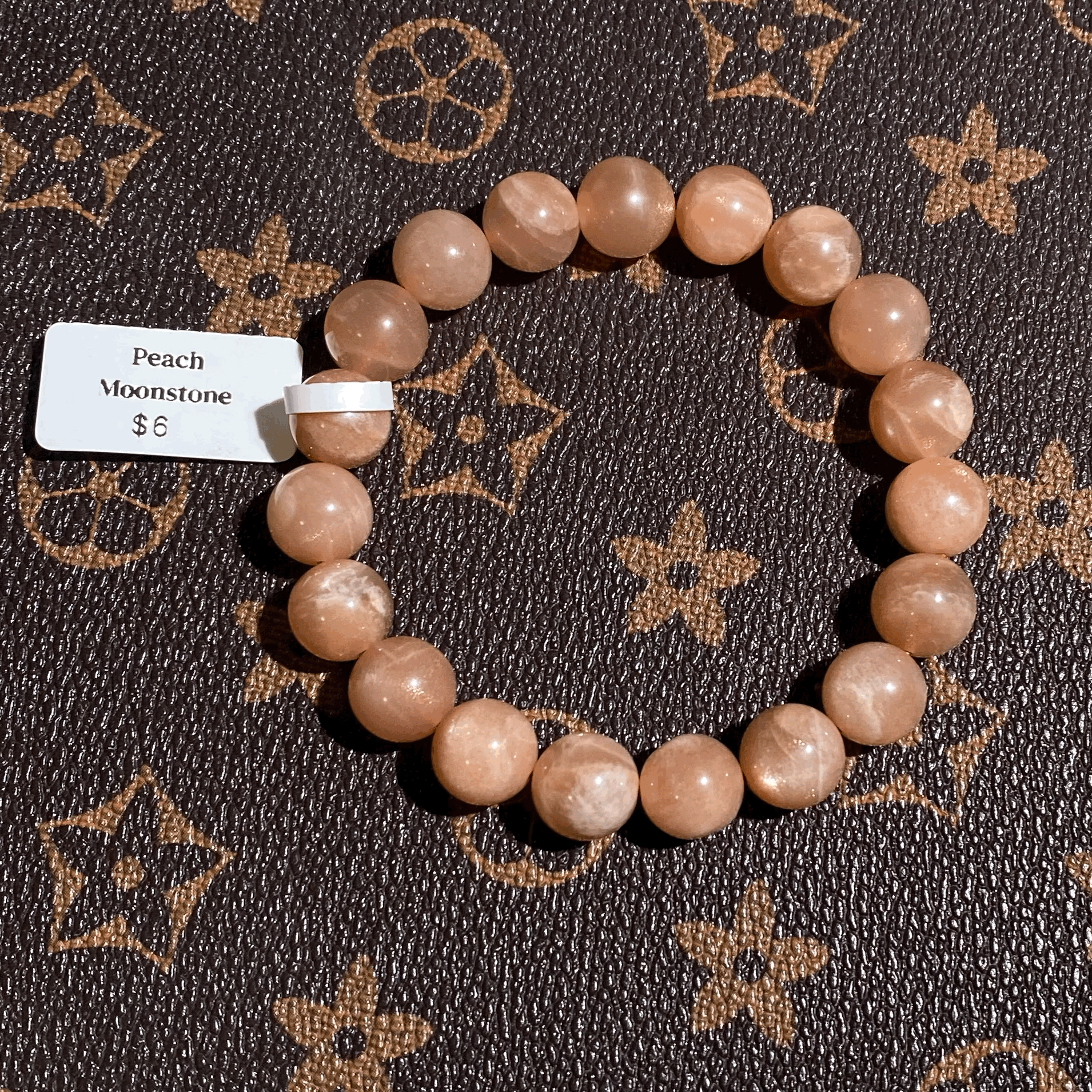 Peach moonstone bracelet 11mm $6