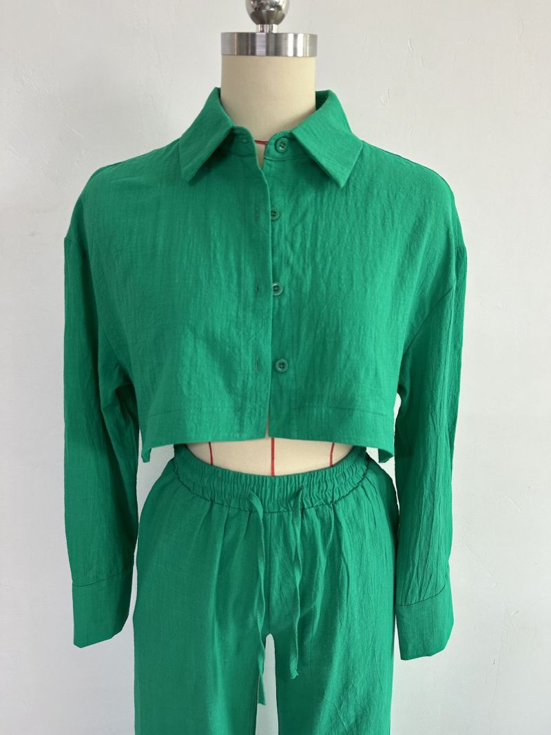 Nová jednoduchá jednobarevná košile, široké rovné kalhoty, neformální oblek