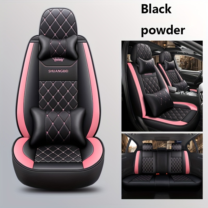Set de 5 huse de scaun auto Pachet complet Pernă de scaun auto din piele PU Husă de scaun auto universală Set complet compatibil cu modelele cu cinci locuri