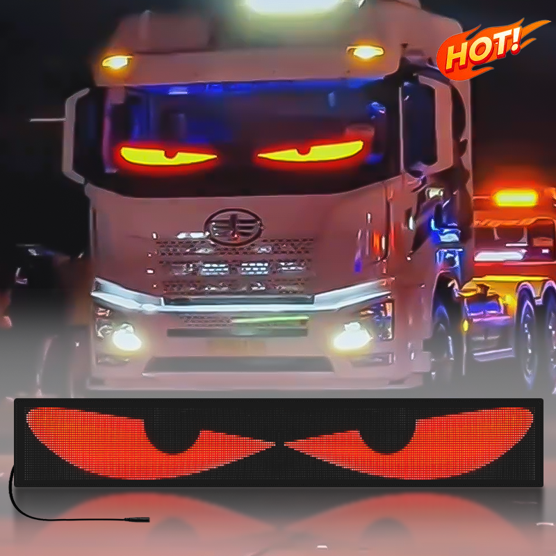 Lumină dinamică Big Devil Eye pentru mașină, ecran LED flexibil programabil, fereastră ultra subțire pentru mașină, matrice animată pentru ochi mașini