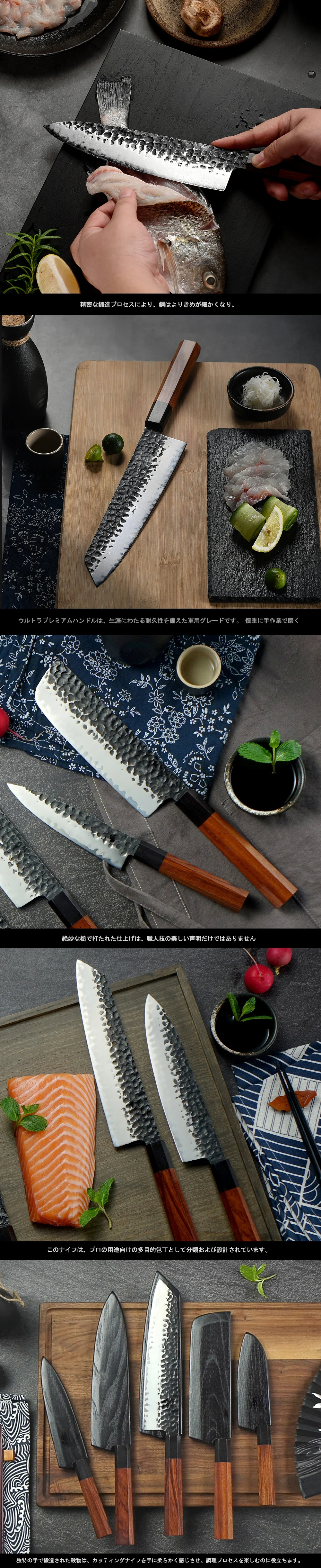 5pcs Handmade Kitchen Knives Set 3 Layers Japanese AUS-10 Steel Chef Knives Set Santoku Nakiri Slicing ECO Friendly Cooking Tool