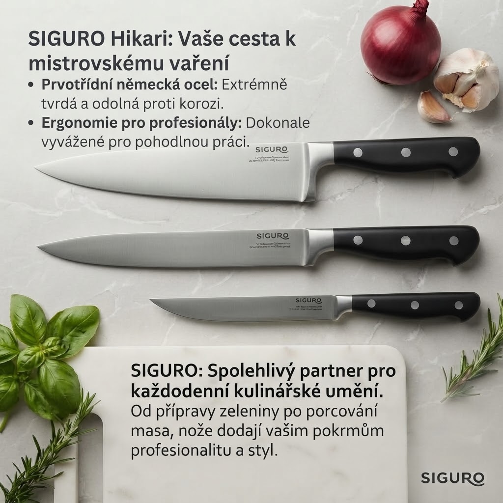 Siguro Sada nožů Hikari 3 ks – německá preciznost a nekompromisní kvalita pro vaši kuchyni