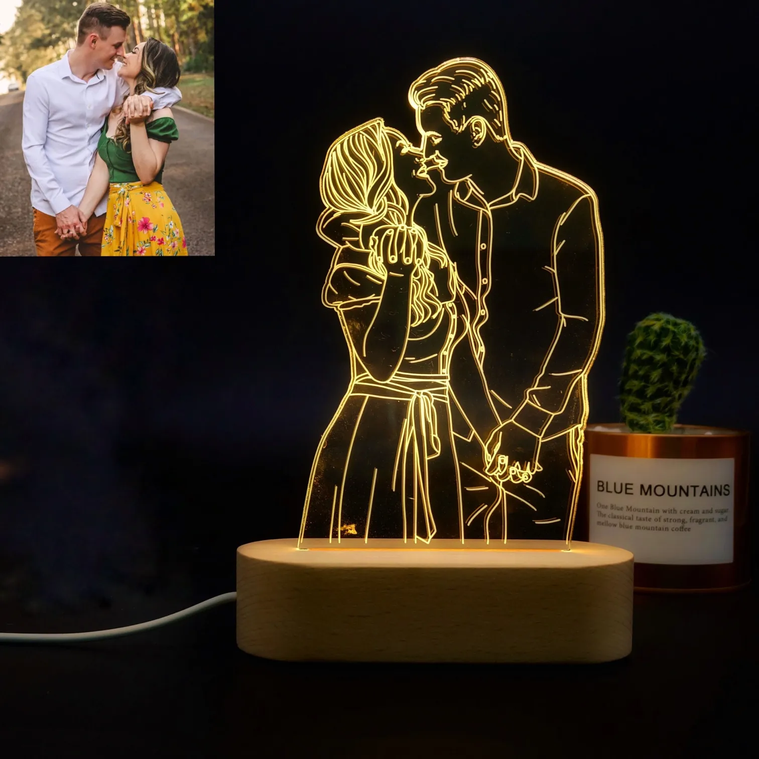✨ Lampă foto personalizată cu gravură 3D ✨ Combinația perfectă între artă și tehnologie! Salvează amintiri unice! 🎉