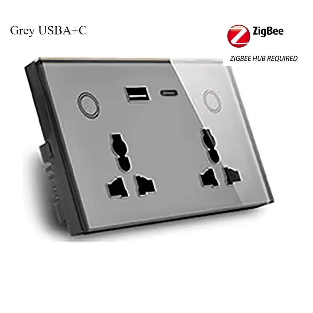 Melery Zigbee Tuya 147 Wall Socket USB Type-C PD 20W Universal Power Plug Outlet Touch Switch Voice Remote by Alexa Google Home-Melery