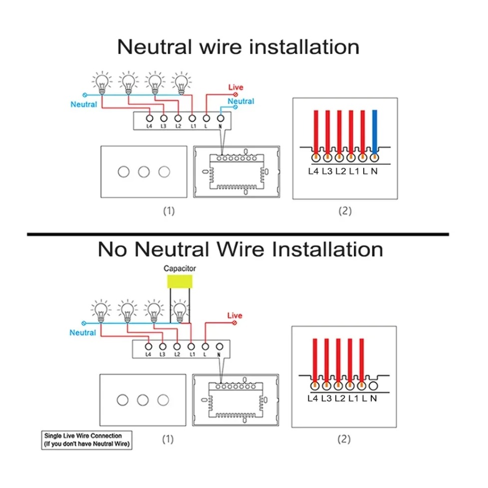 Melery Zigbee Smart Life Light Switch with/without Neutral Wire Wall Touch Sensor Glass Panel Remote by Tuya Alexa Google Home Assistant