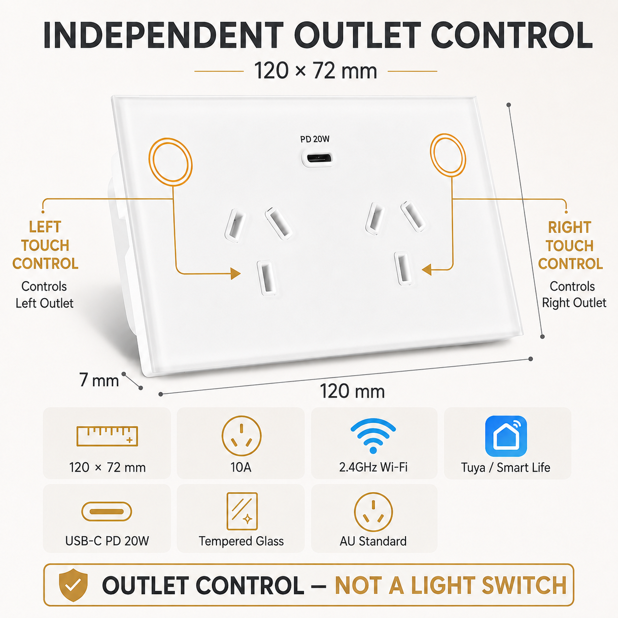 Melery Smart Zigbee AU Argentina SAA Certificate Double Wall Socket Wireless Power Point Glass Panel Remote by Alexa Google Home Assistant Hub Required