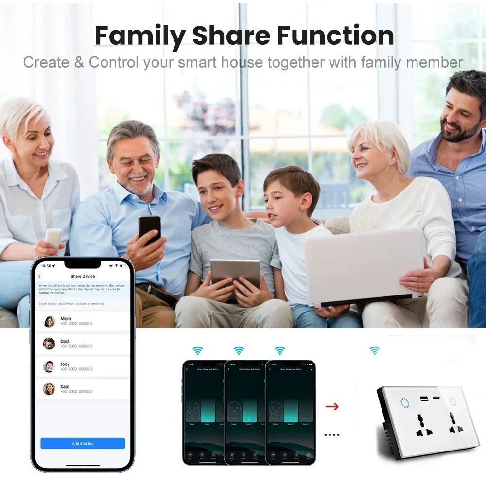 Melery Zigbee Tuya 147 Wall Socket USB Type-C PD 20W Universal Power Plug Outlet Touch Switch Voice Remote by Alexa Google Home-Melery