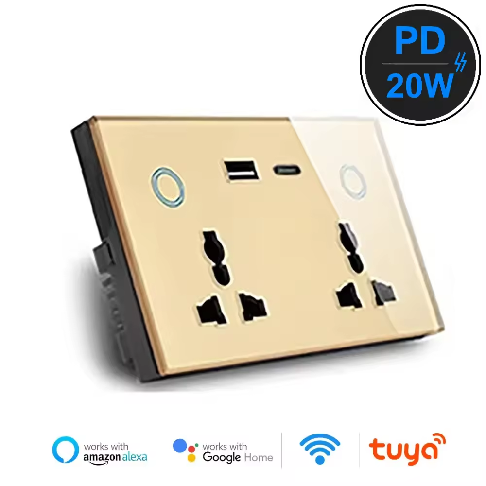 Melery  WIFI Wall Socket TYPE-C USB Universal Electrical Plug Outlet 13A Power Touch Switch Wireless Charge by Alexa Google Home-Melery