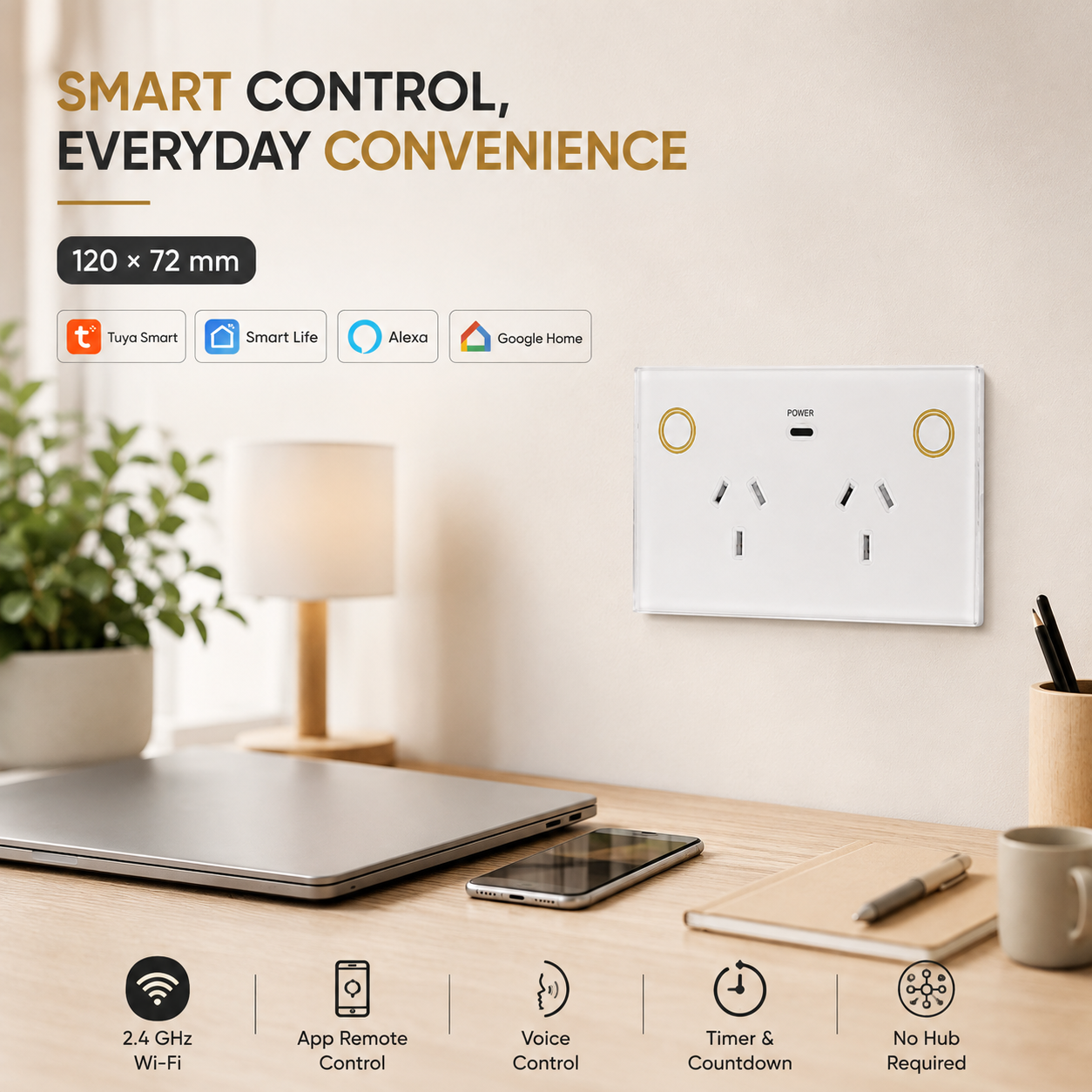 Melery Smart Zigbee AU Argentina SAA Certificate Double Wall Socket Wireless Power Point Glass Panel Remote by Alexa Google Home Assistant Hub Required