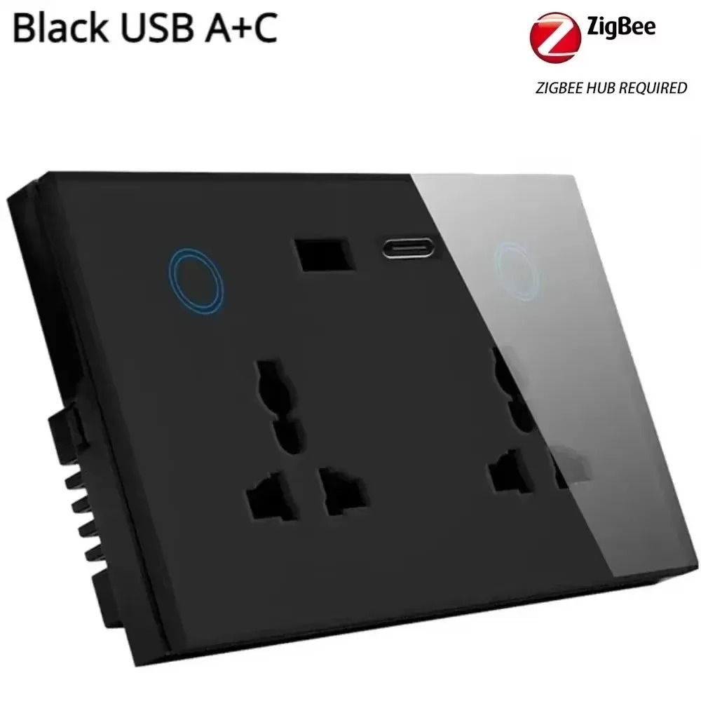 Melery Zigbee Tuya 147 Wall Socket USB Type-C PD 20W Universal Power Plug Outlet Touch Switch Voice Remote by Alexa Google Home-Melery