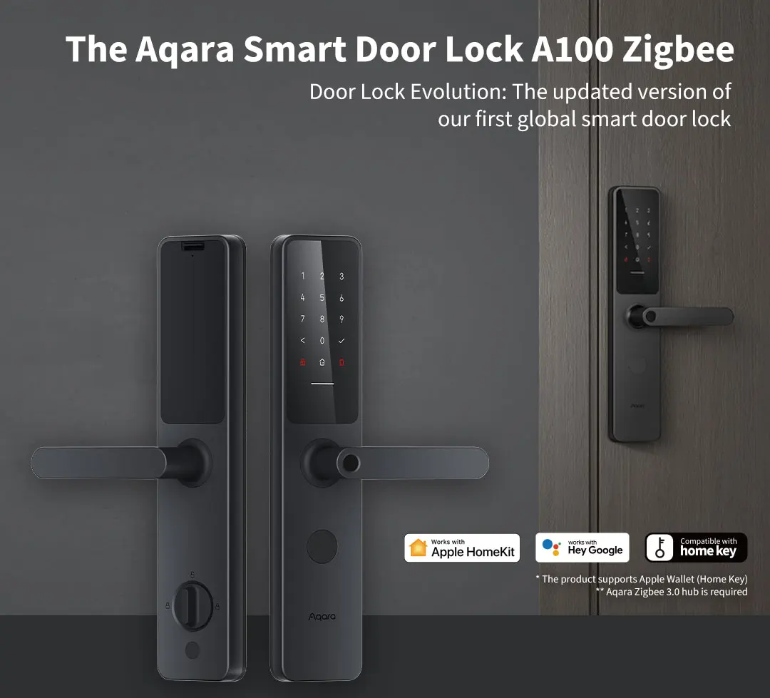 Melery Smart Door Lock A100 Pro Zigbee Bluetooth 5.0 Fingerprint Unlock A100 Pro Door Lock Work with Apple Homekit Aqara Home