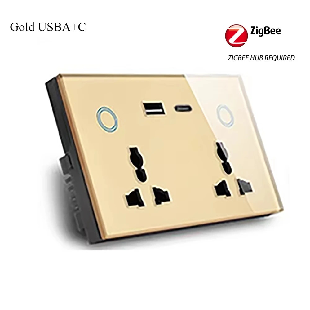 Melery Zigbee Tuya 147 Wall Socket USB Type-C PD 20W Universal Power Plug Outlet Touch Switch Voice Remote by Alexa Google Home-Melery