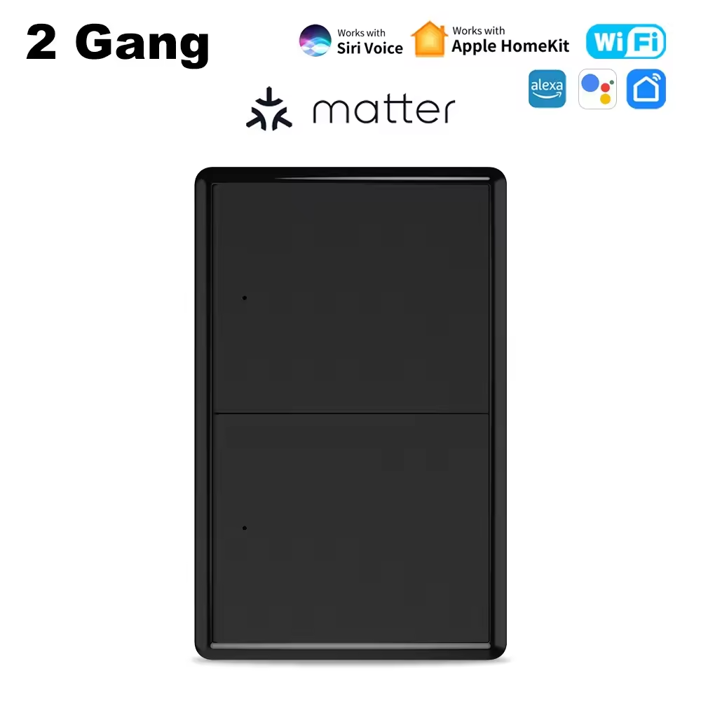Melery Matter WiFi Smart Wall Light Switch 1 2 3 4 Gangs with Neutral Wire Push Physical Light Switches work with Homekit App-Melery