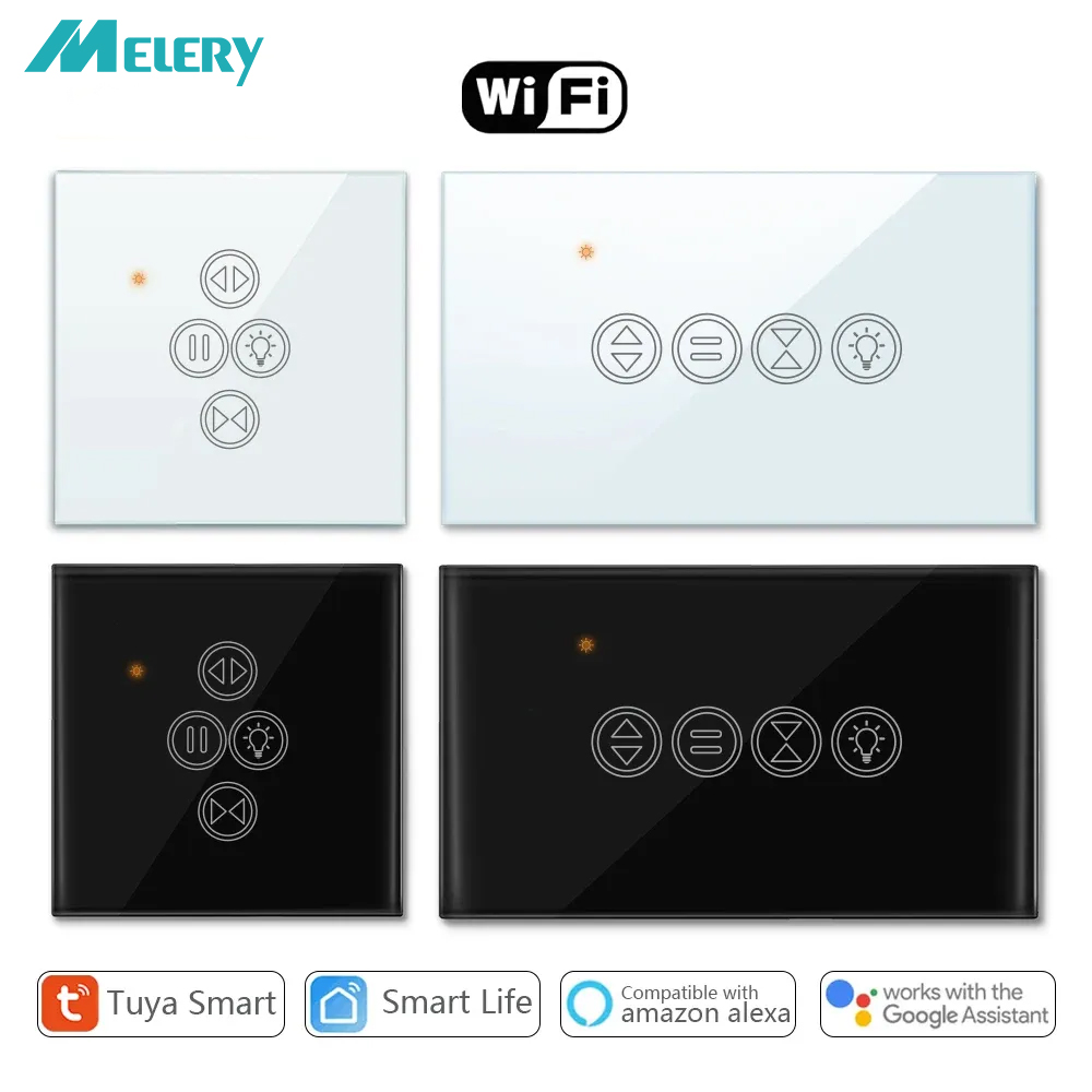 Melery Tuya Smart Life WiFi Roller Shutter Curtain Light Switch for Electric Motorized Blinds Work for Alexa Google Home Voice-Melery