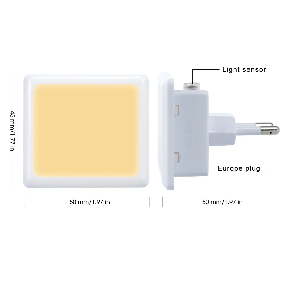 Melery LED Night Light Twilight Sensor 0.3W Warm White 3000K 40lm EU Plug Socket Lamp 230V Children's Bedside Table Home Stairs Aisle-Melery