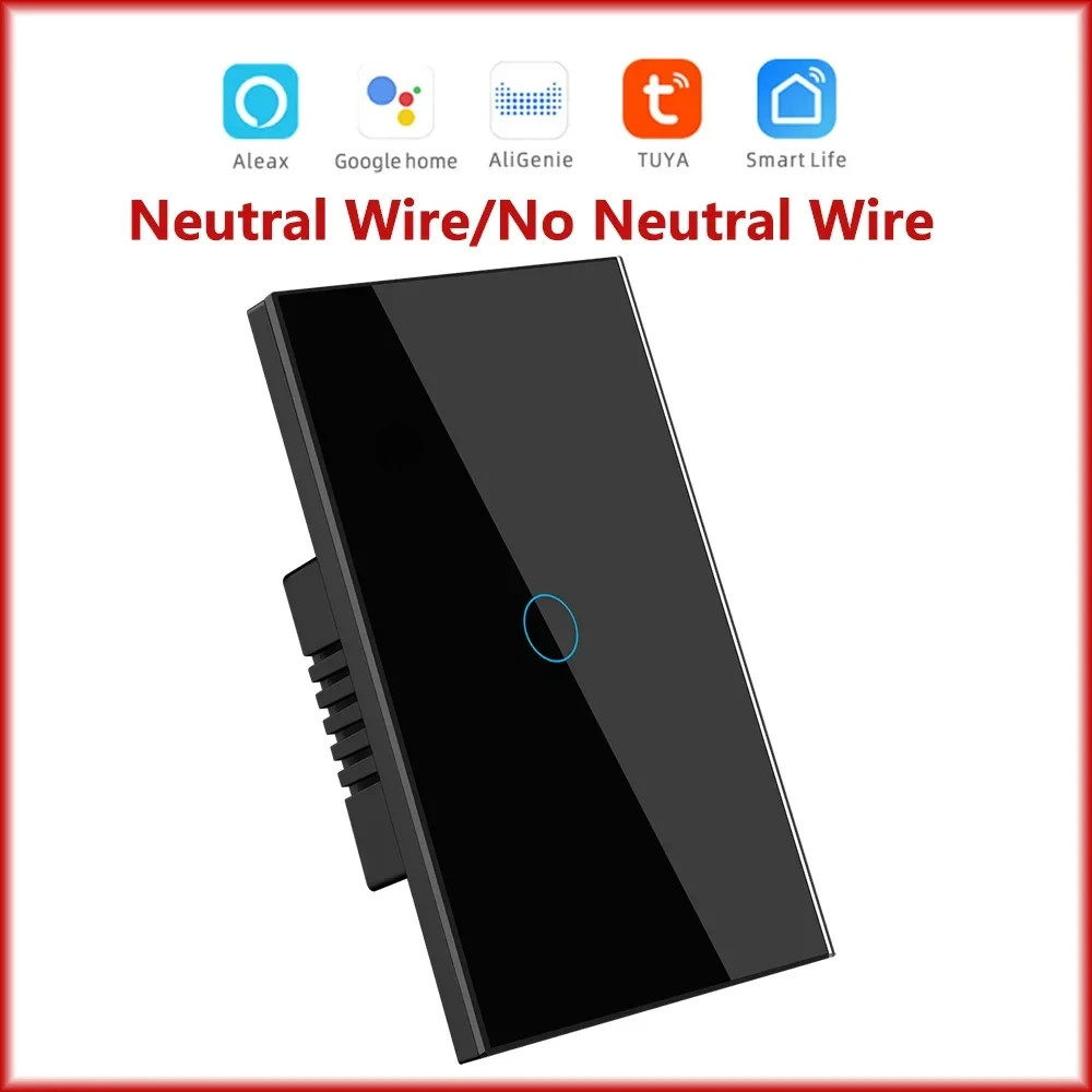 Melery Light Switch Smart WiFi Tuya Touch Sensor Glass Panel with/without Neutral Wire US,by Alexa Google Home 1/2/3/4 Gang-Melery