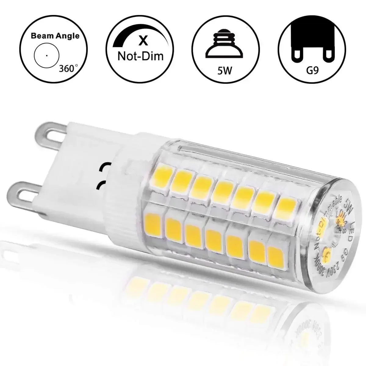 Melery G9 LED Light Bulb 5W Lamp 40W Halogen Bulbs Equivalent Warm/Cold White 400lm Energy Saving 360 Degree Beam Angle Lightbulb 6Pack-Melery