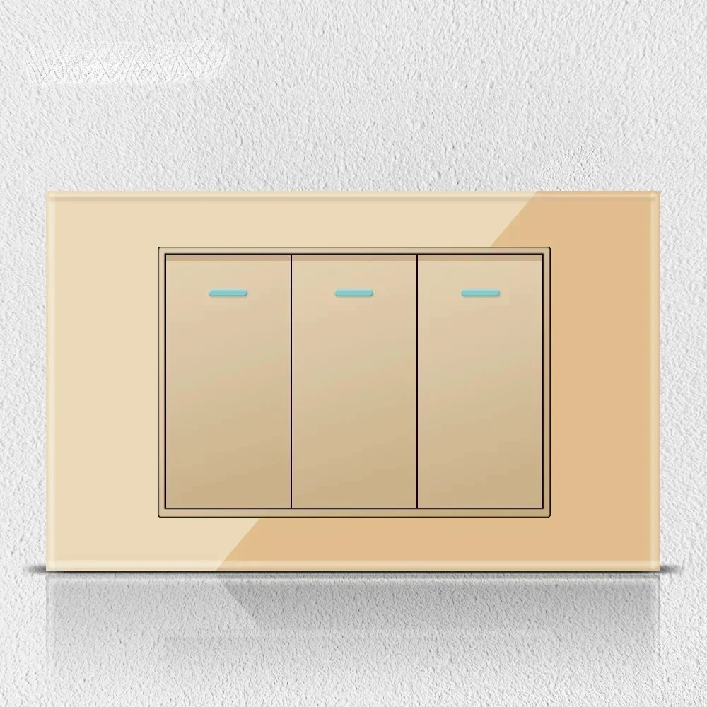 Melery Italy Chile Tempered Gold Glass Home Office EU Korean Outlet USB TypeC Korea Wall Socket Light Pressure Switch Electrical-Melery