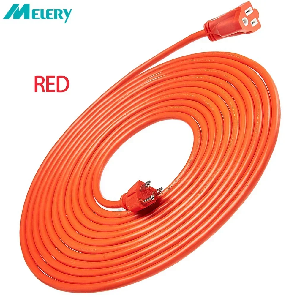 Melery Power Extension Cord Strip Vinyl Outdoor US Electric Plug Outlets Socket 5/10/20m Flexible Grounded for Drill Electrocar Bicycle-Melery